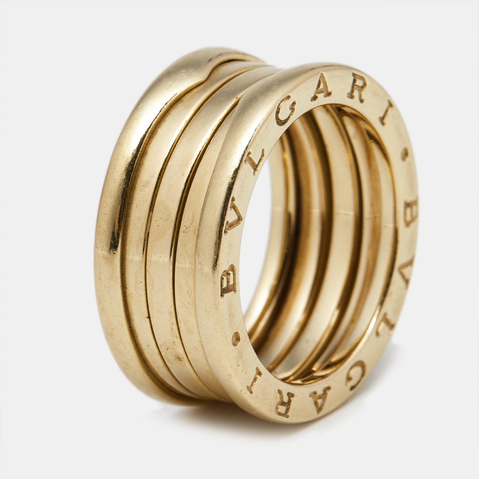 Bvlgari B.Zero1 4-Band 18k Yellow Gold Band Ring Size 56