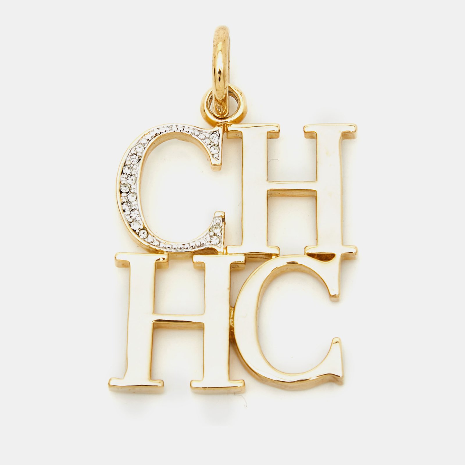 Carolina Herrera CH Crystal Gold Tone Pendant