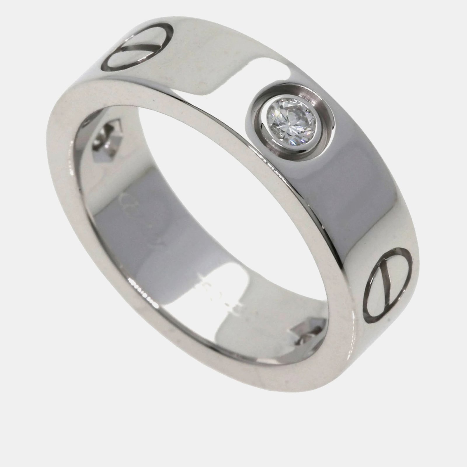 Cartier 18K White Gold and Diamond Love Band Ring EU 50