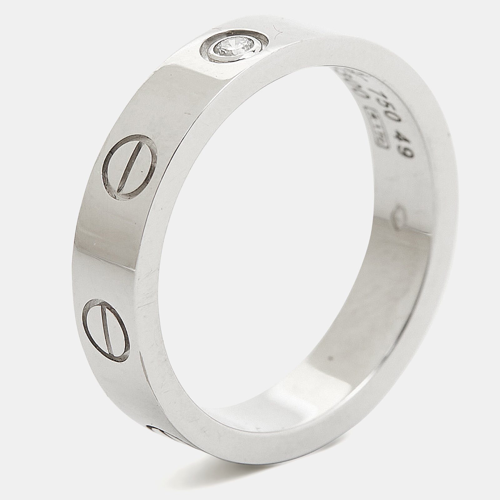 Cartier Love 1 Diamond 18K White Gold Narrow Wedding Band Ring Size 49