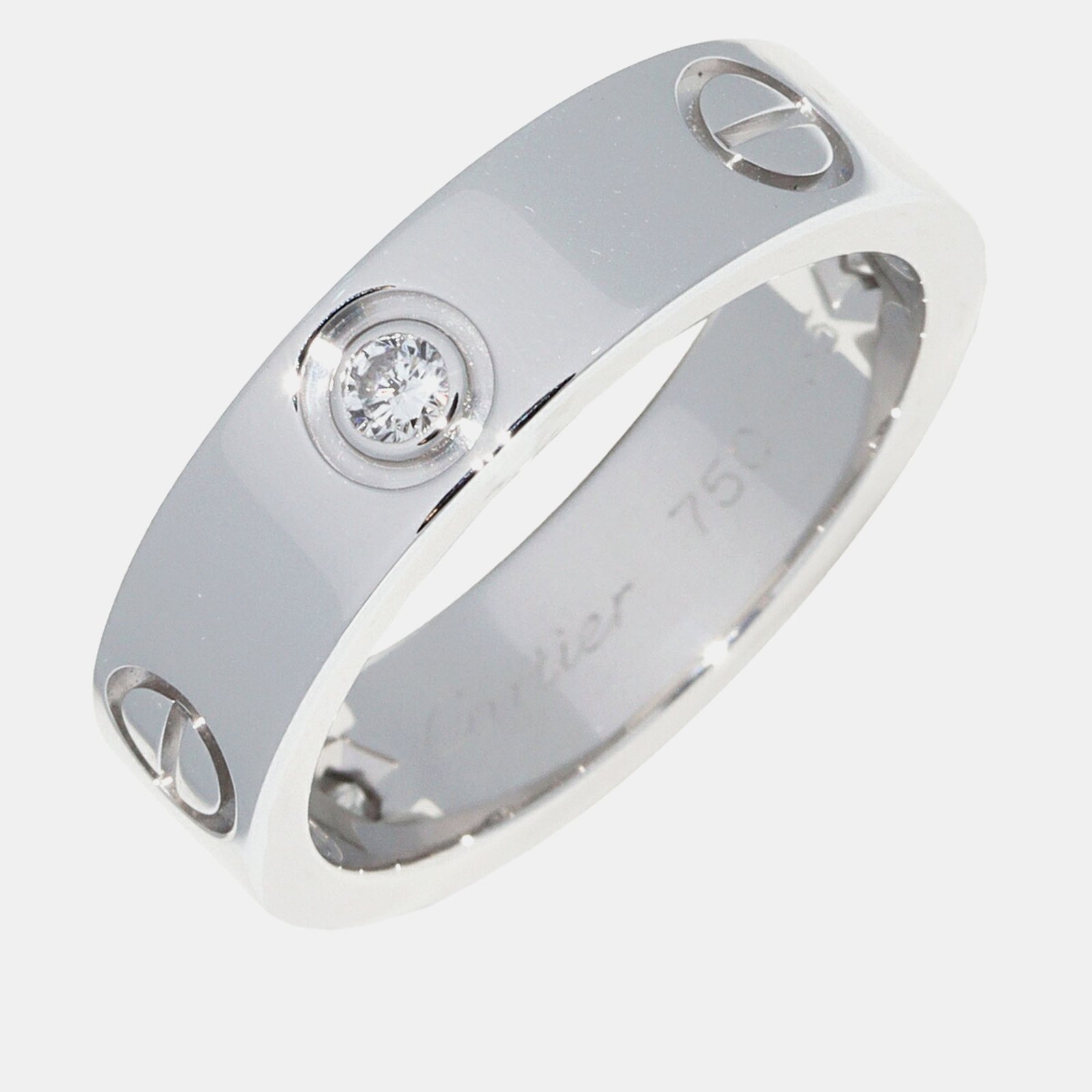 Cartier 18K White Gold and Diamond Love Band Ring EU 55