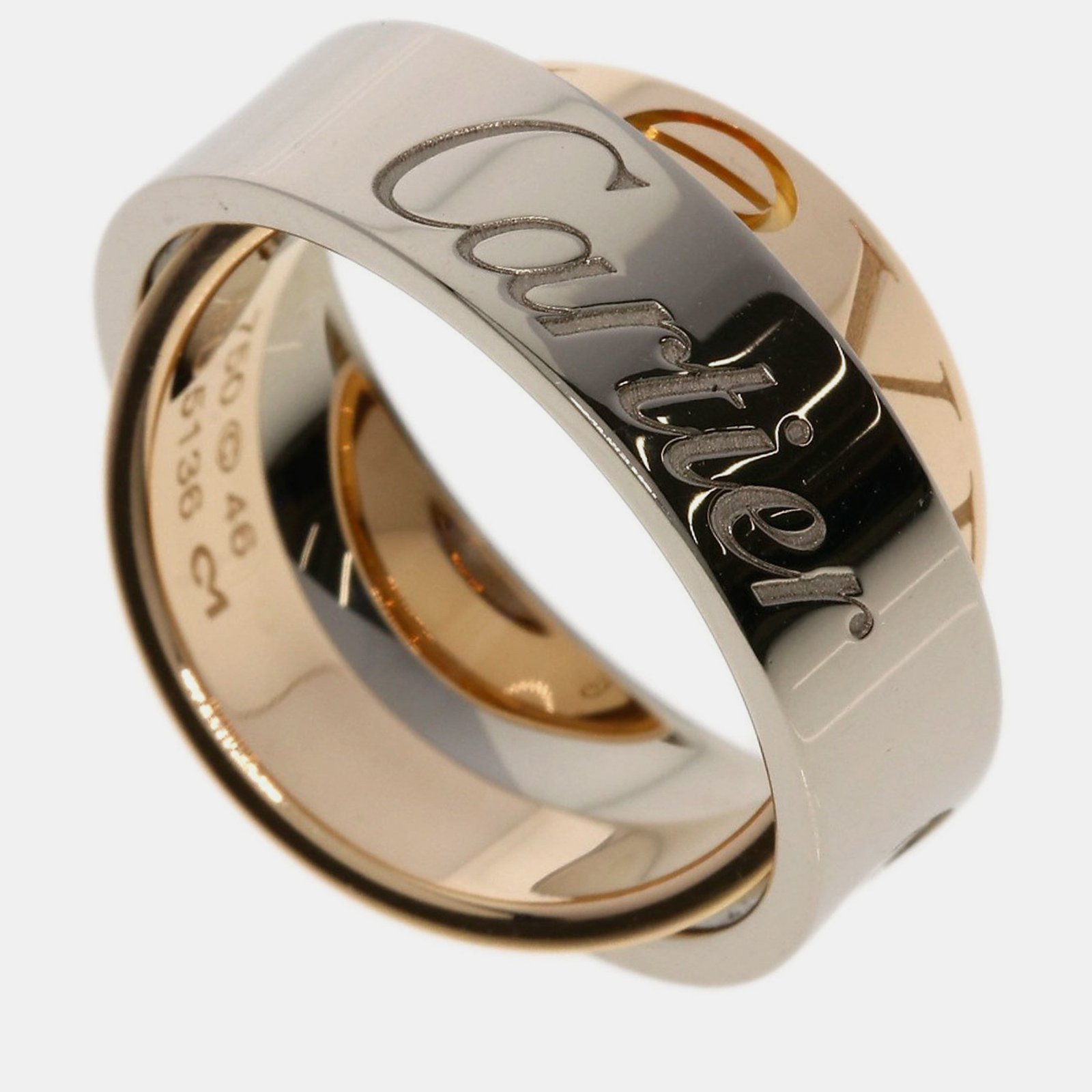 Cartier 18K Rose and White Gold Astro Love Band Ring EU 46