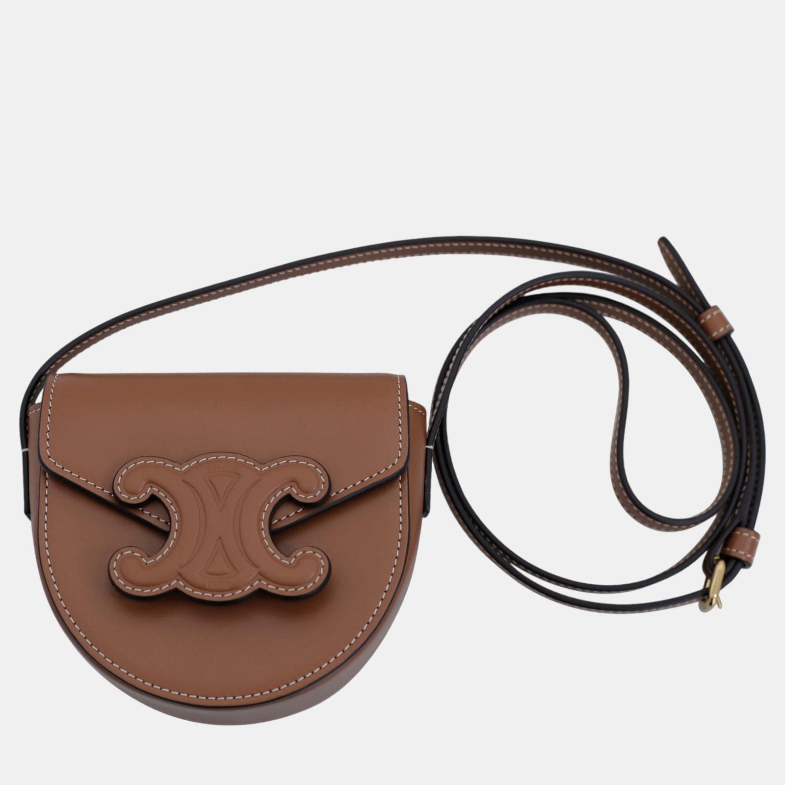 Celine Brown Calfskin Leather Mini Besace Bag