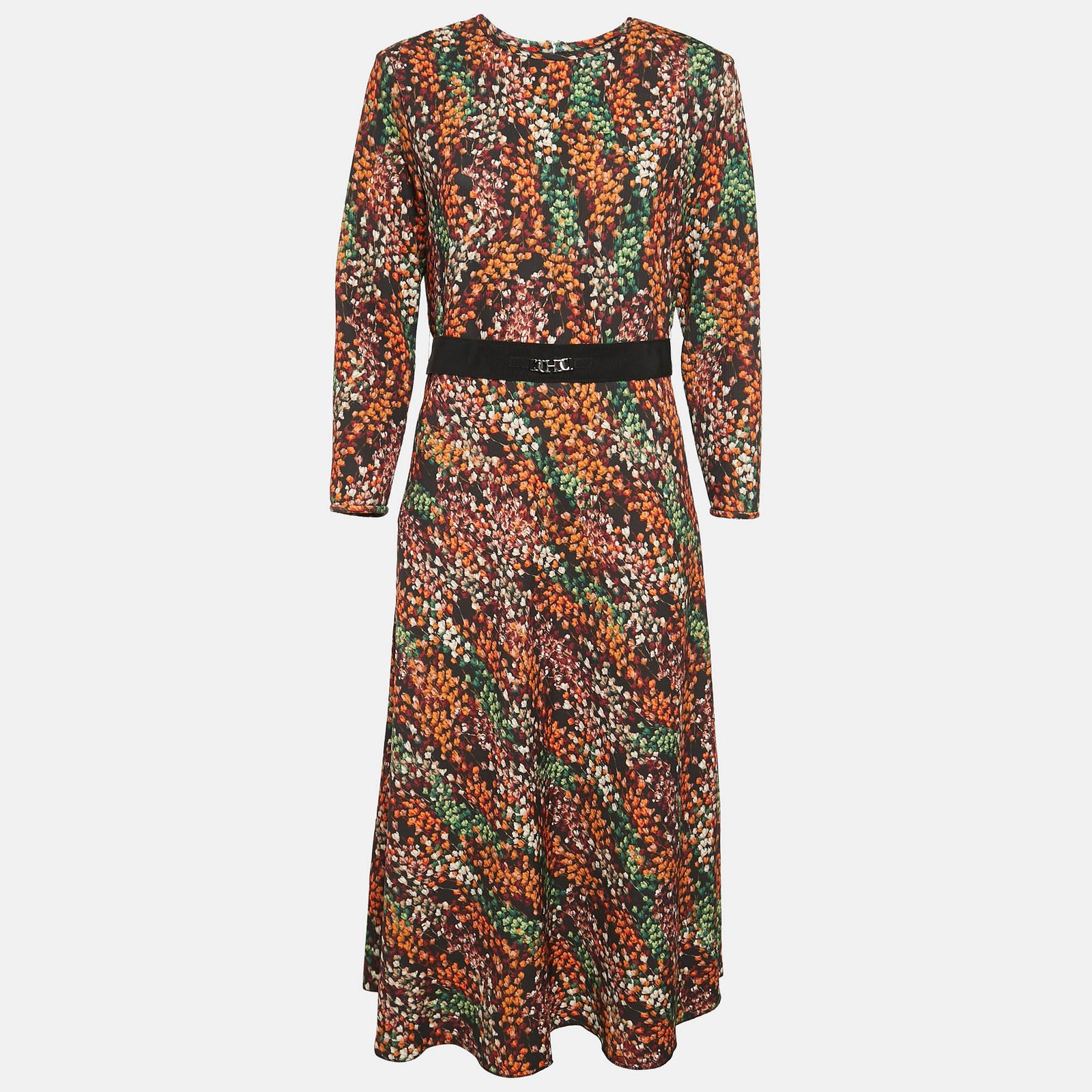 CH Carolina Herrera Multicolor Belted Midi Dress S