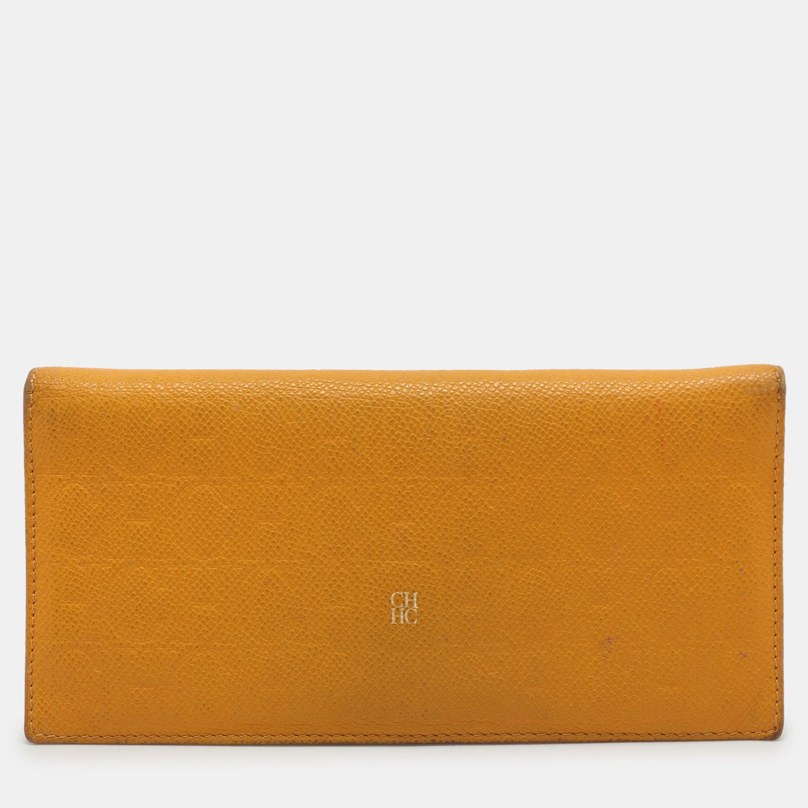 CH Carolina Herrera Yellow Embossed Leather Wallet