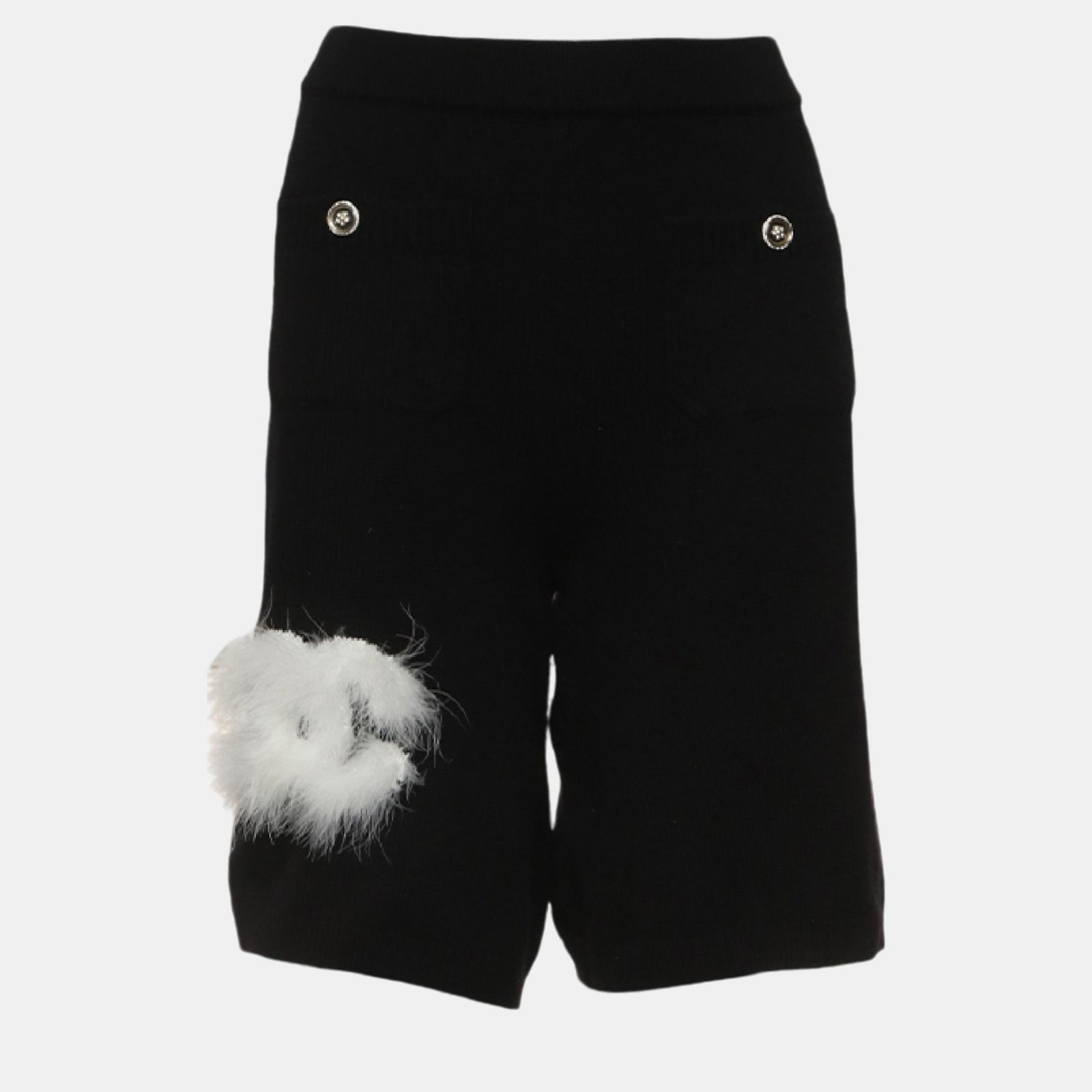 Chanel Black Fur Embellished Knit Shorts S