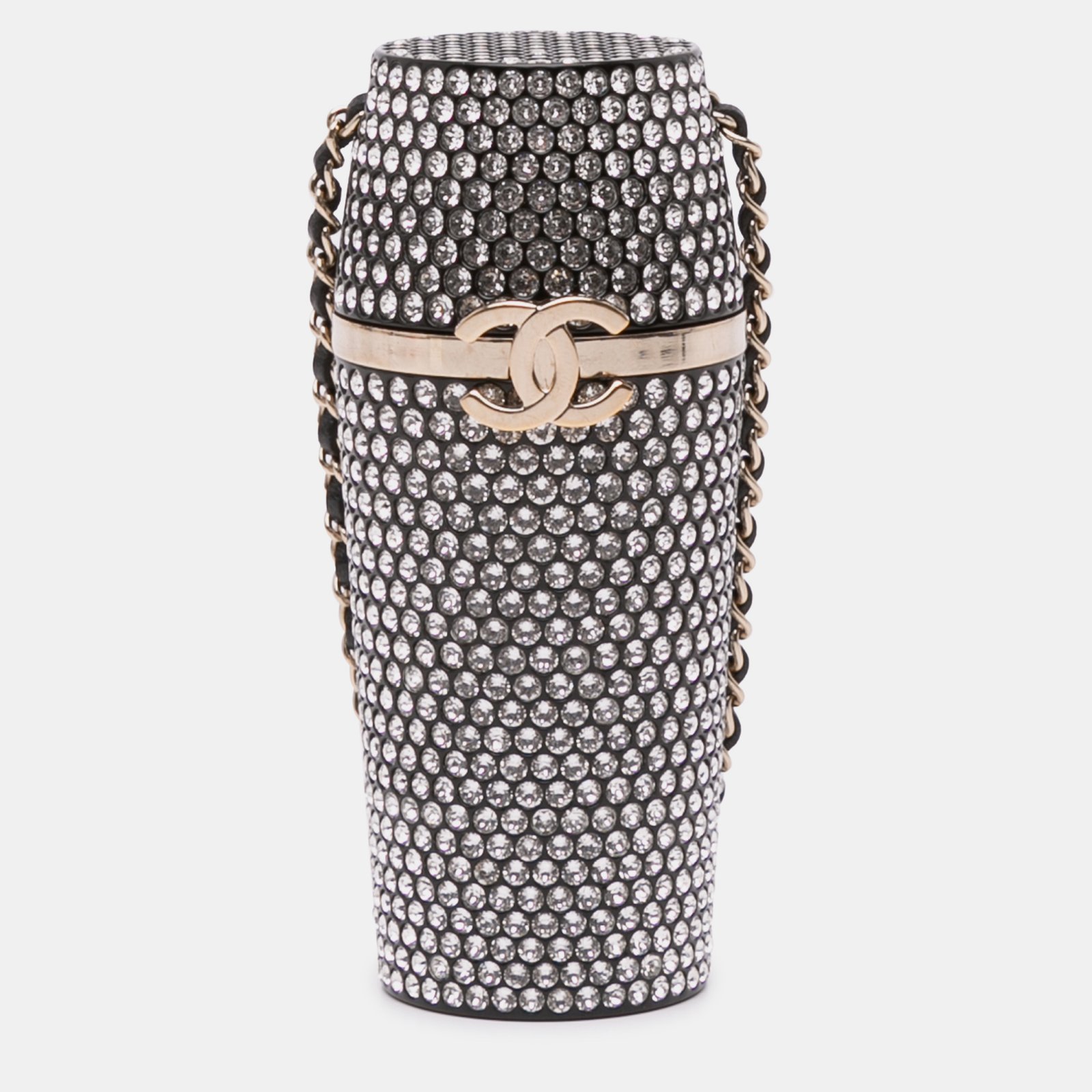 Chanel Black Plastic Crystal Lipstick Case on Chain