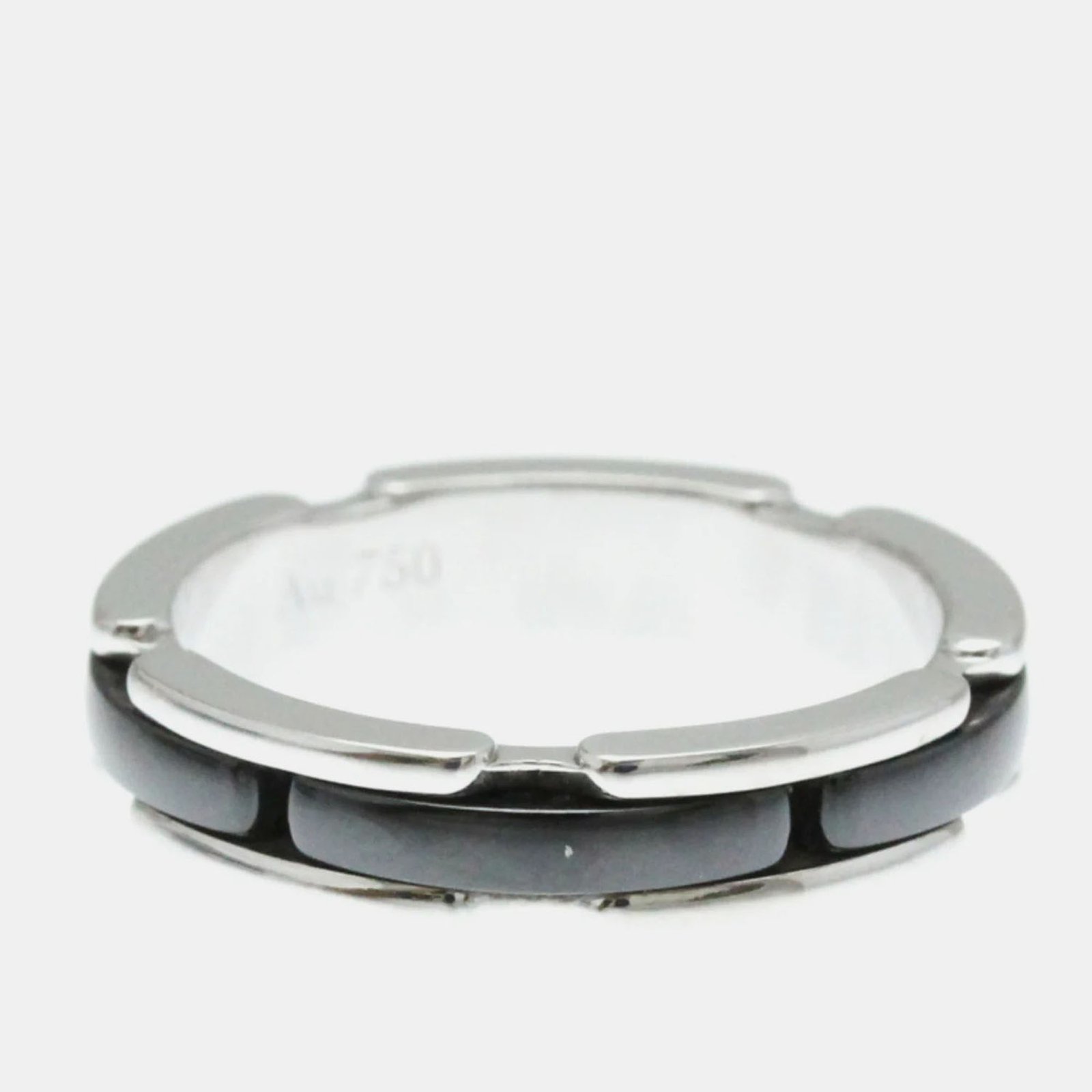 Chanel 18K White Gold Ceramic Ring Small Size