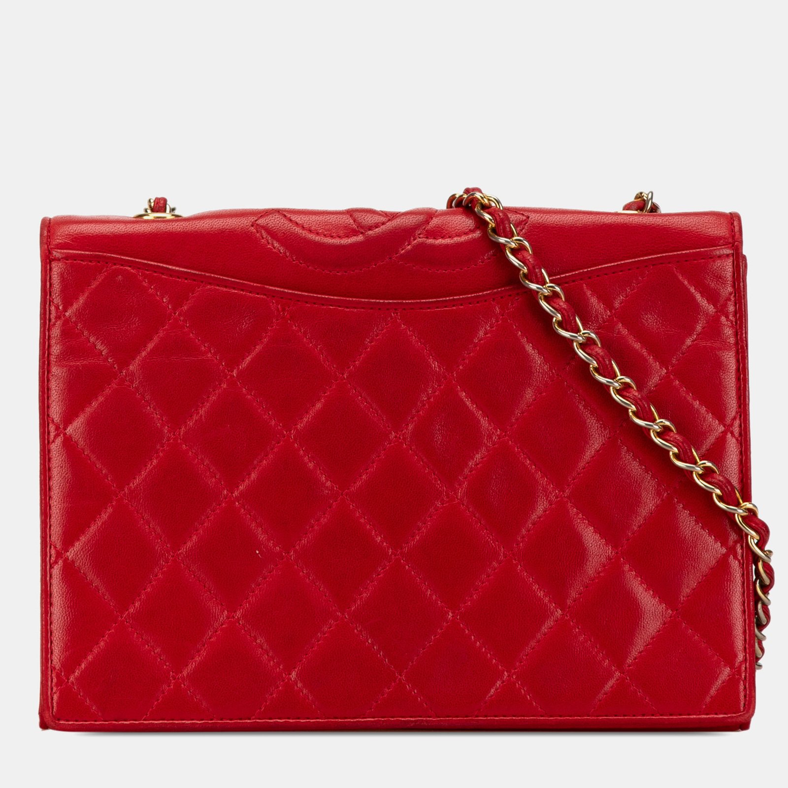 Chanel Red CC Quilted Lambskin Full Flap Bag
