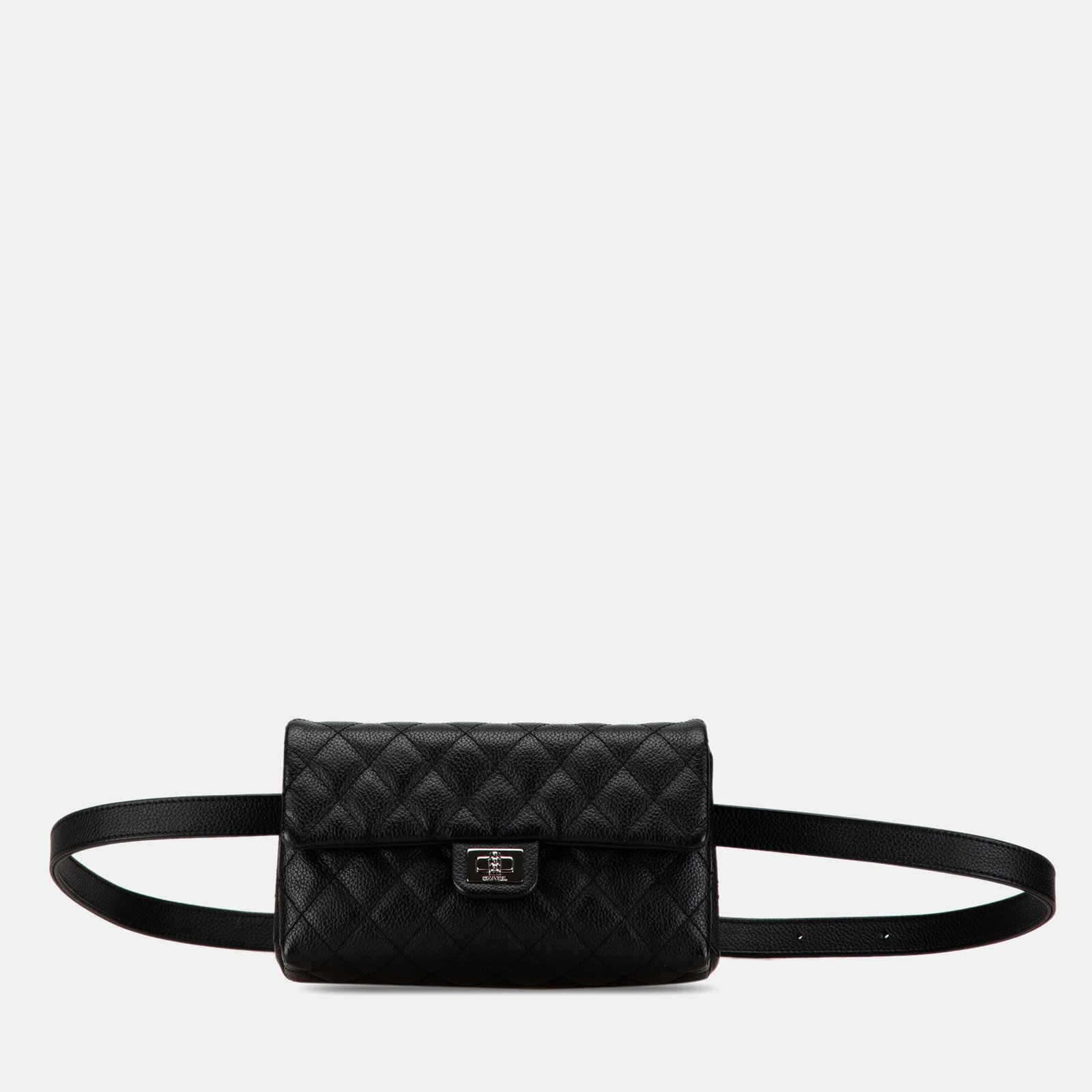 Chanel Black Leather Reissue 2.55 Caviar Mademoiselle Belt Bag