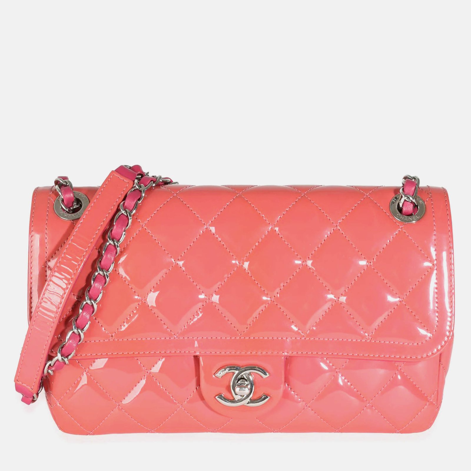 Chanel Orange Patent Leather Coco Flap Shoulder Bag