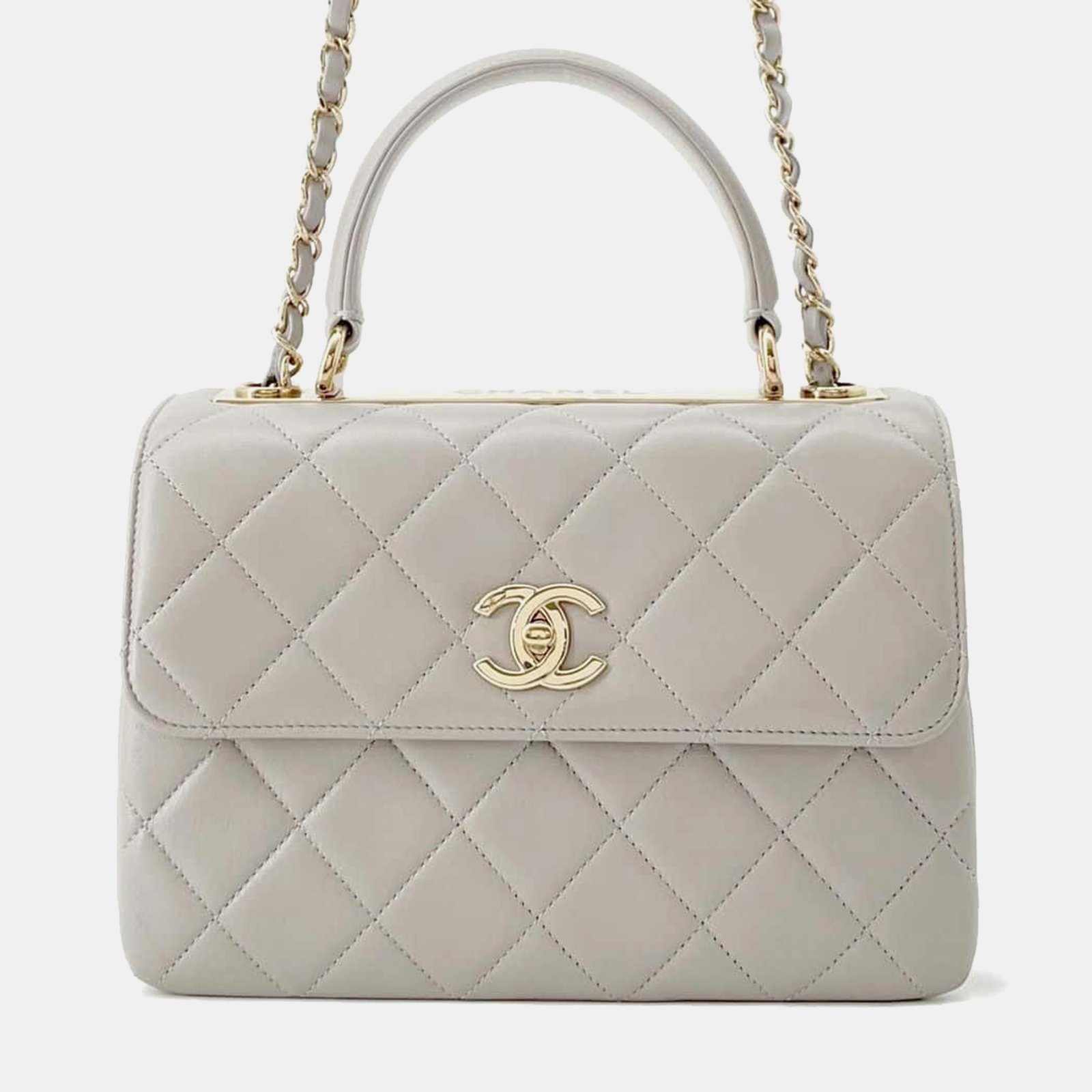 Chanel Gray Lambskin Top handle flap Bag