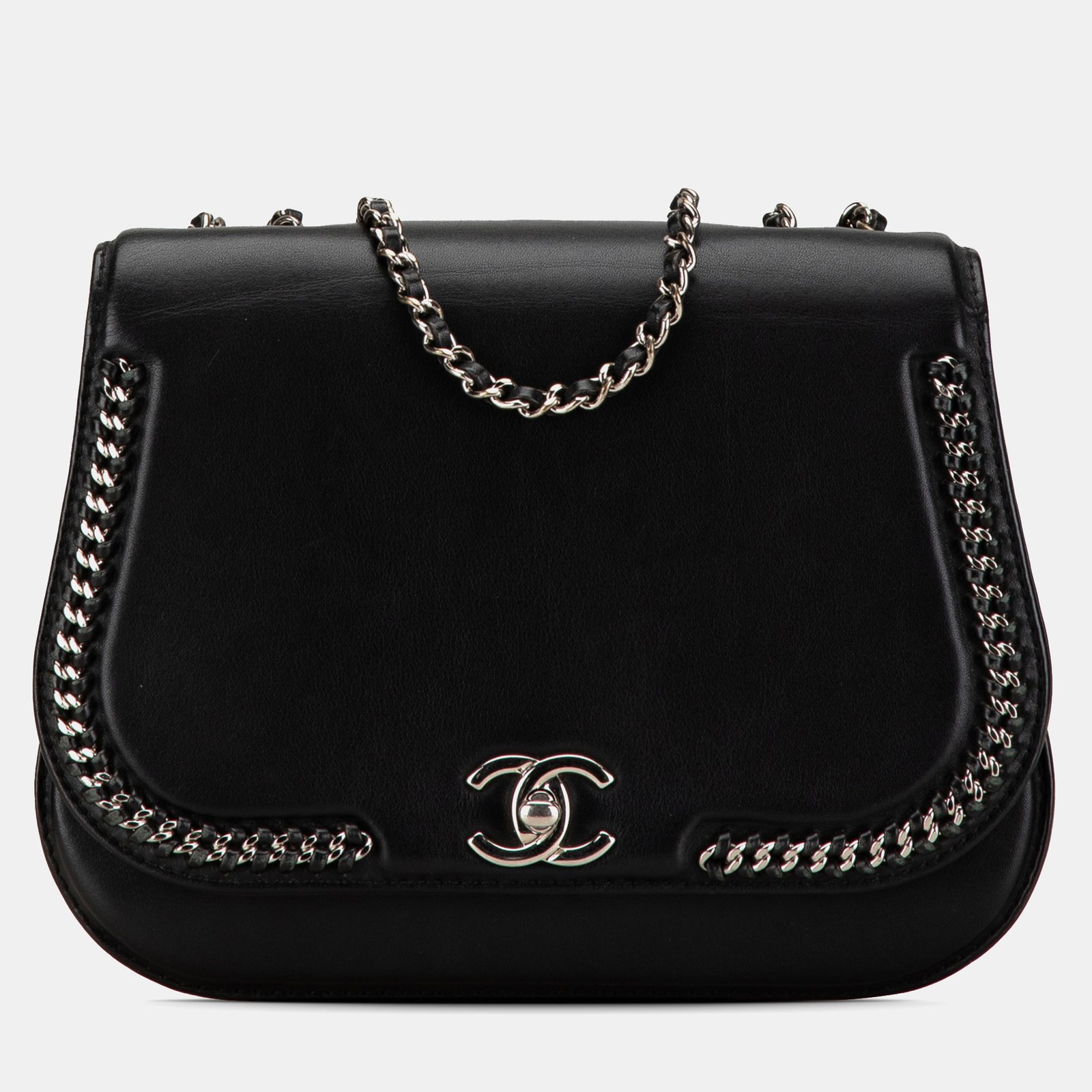 Chanel Black Calfskin Braided Small Chic Flap Bag