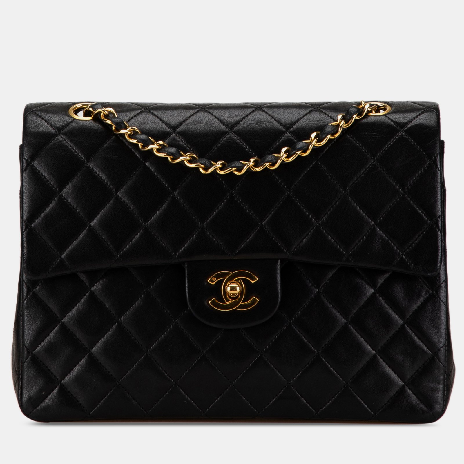 Chanel Black Classic Lambskin Double Flap Square Bag