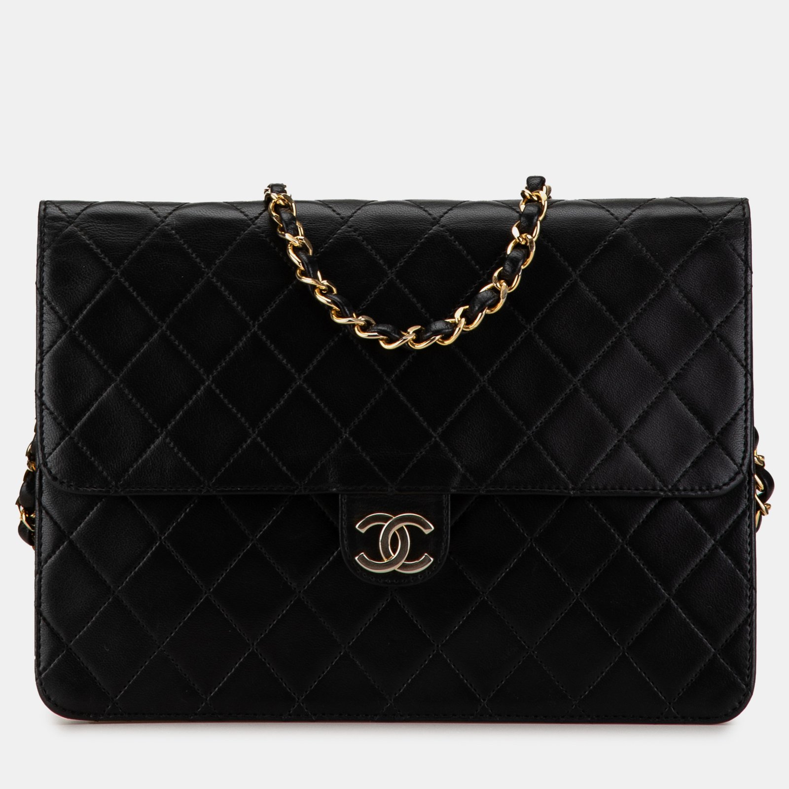 Chanel Black Lambskin Leather CC Single Flap Bag