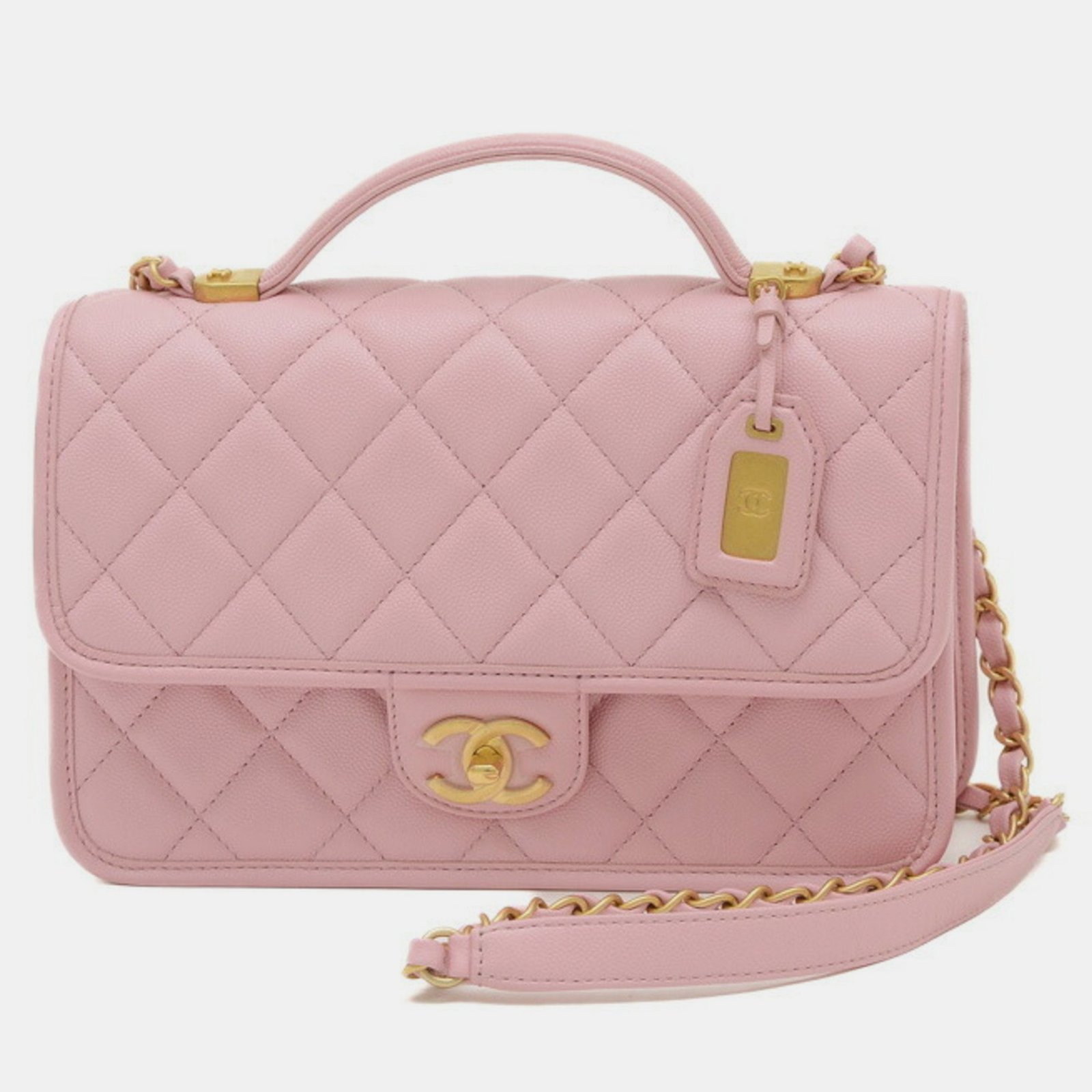 Chanel Pink Caviar Skin Matelasse Chain Shoulder Bag