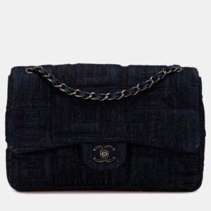 Chanel Indigo Blue Denim Perfume Embroidery Chain Shoulder Bag