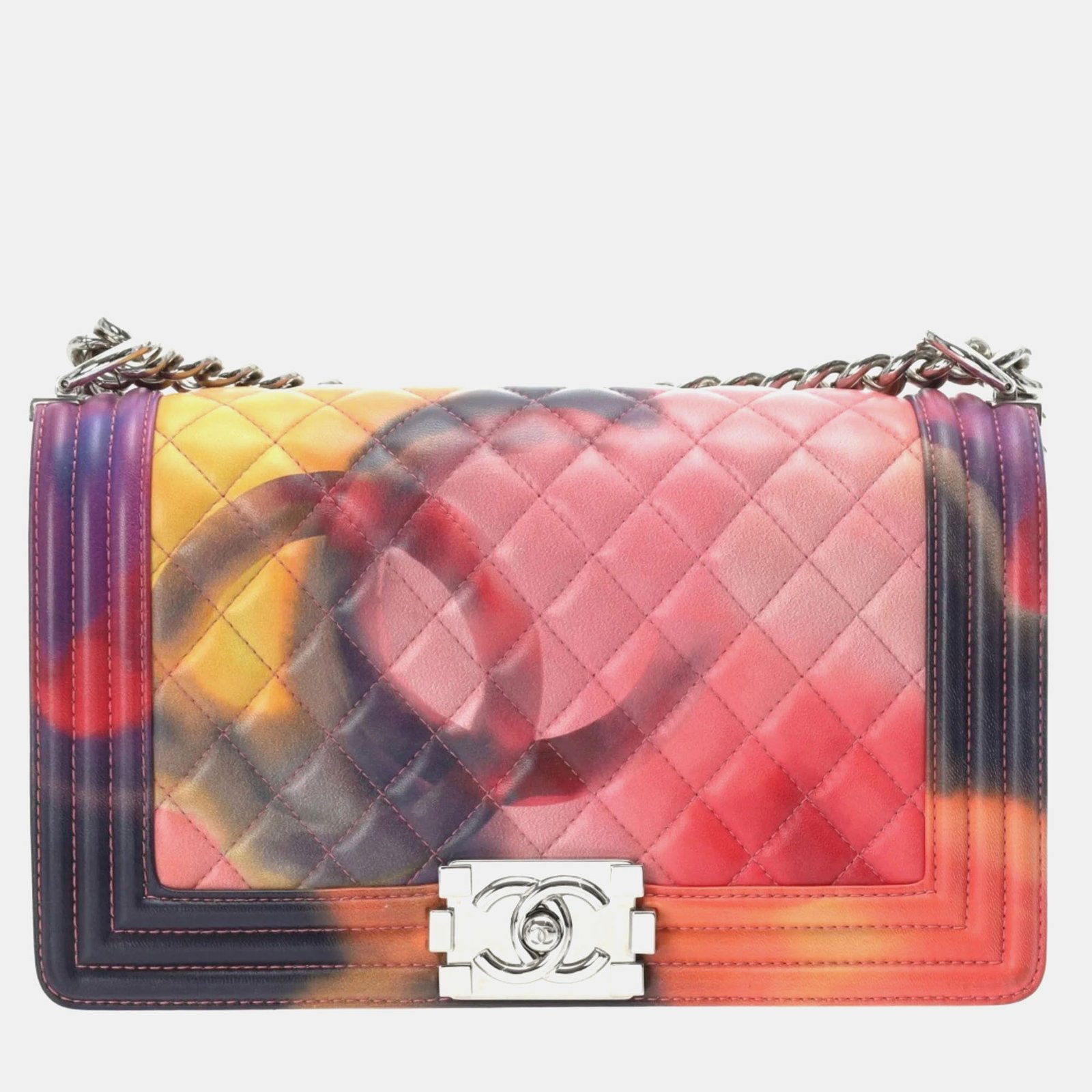 Chanel Marble  Leather Boy Chanel Flower Power Chain Shoulder Bag 25cm