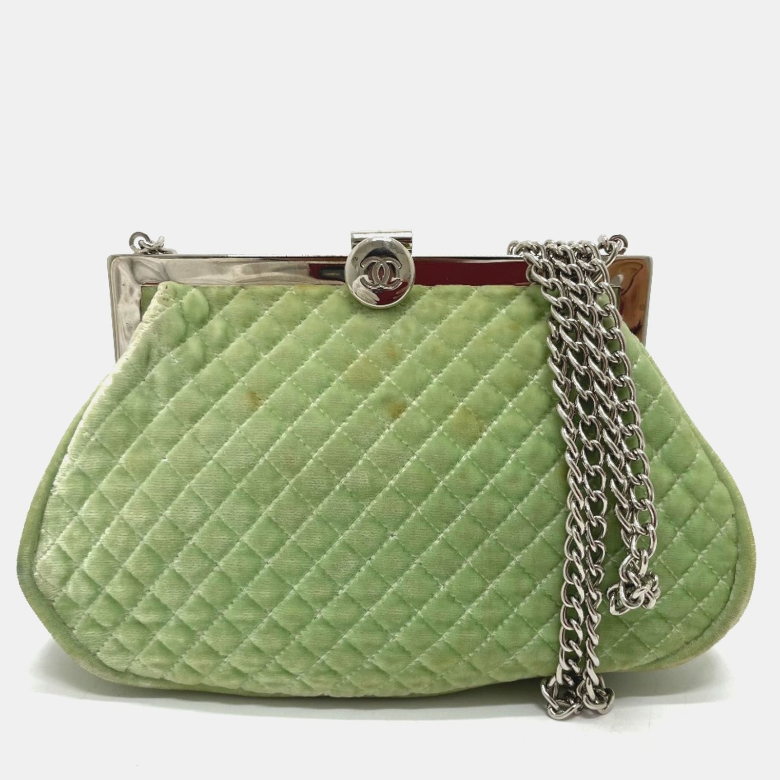 Chanel Green CC Mark Kisslock Bag Chain Shoulder Bag