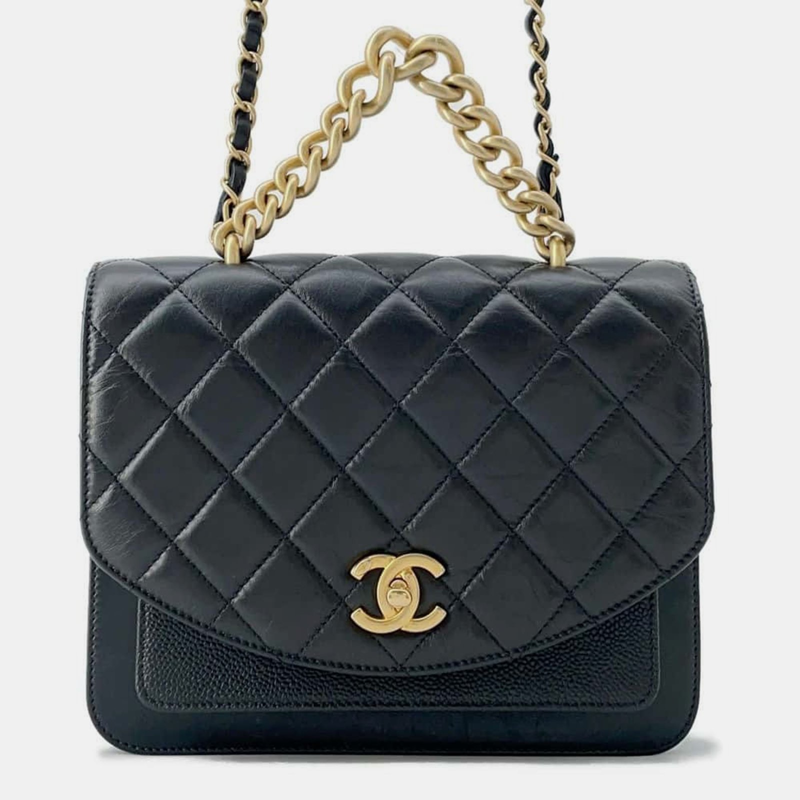 Chanel Black Caviar Leather Matelasse Chain Shoulder Bag