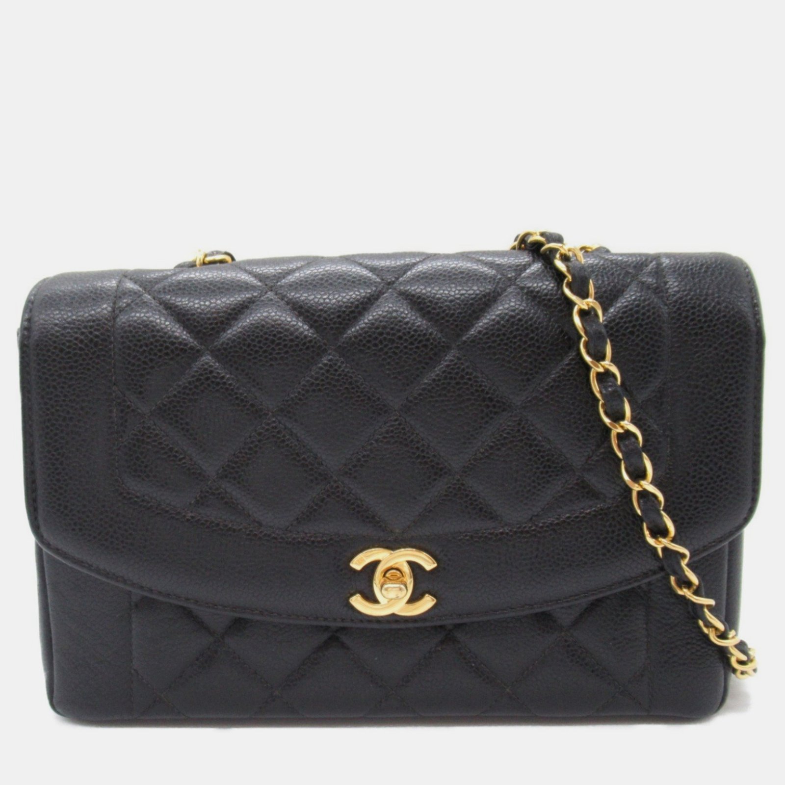 Chanel Matelasse Diana Chain Caviar Skin (Grained Calf) Black Shoulder Bag