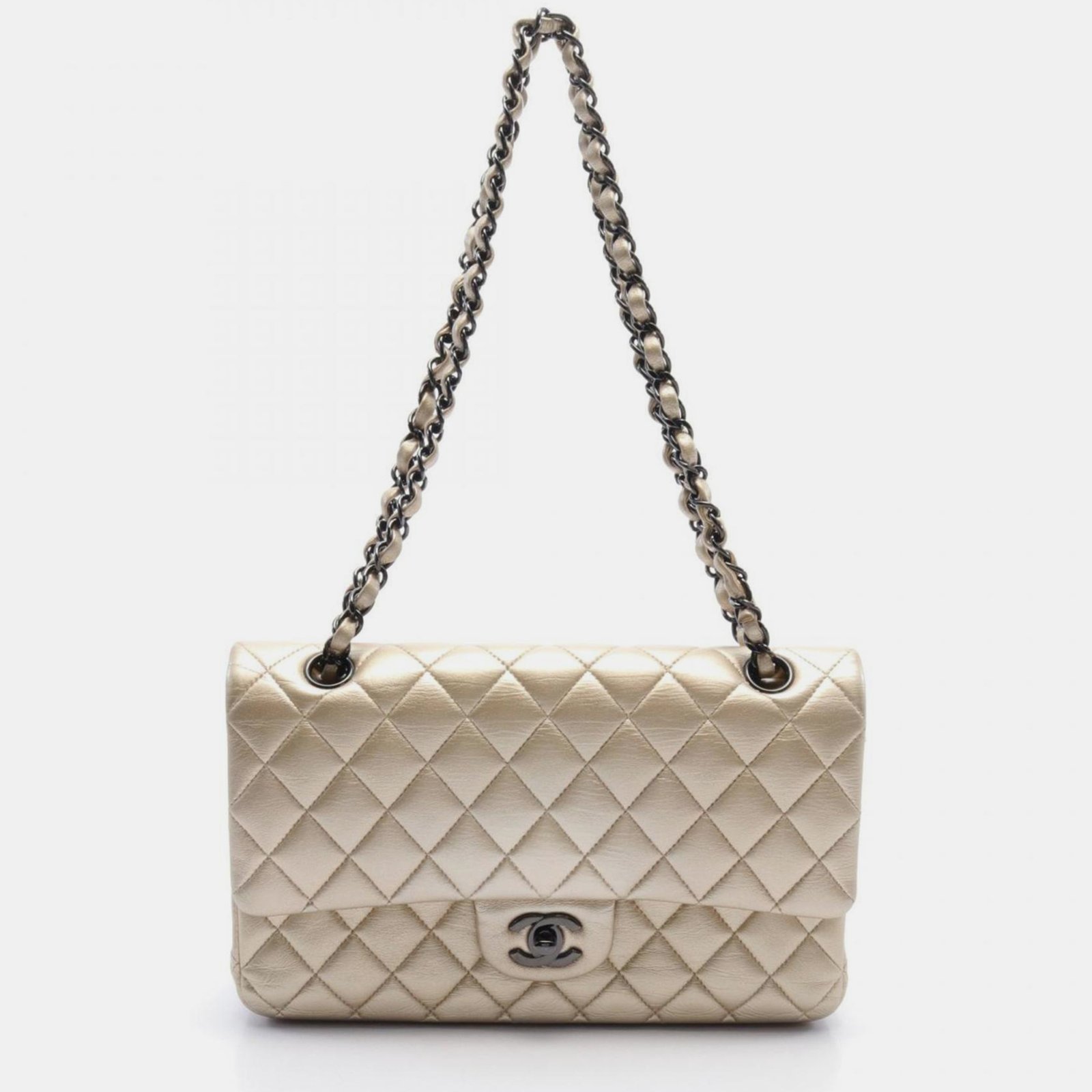 Chanel Leather Gold Matelasse Double Flap Shoulder Bag