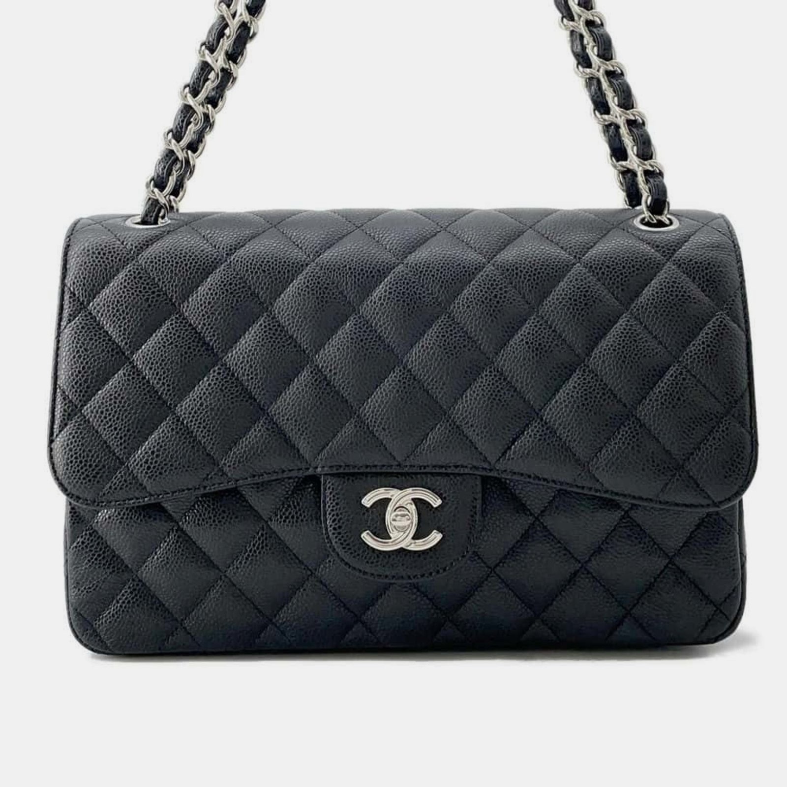 Chanel Matelasse 30 Caviar Skin Coco Mark Black Chain Shoulder Bag