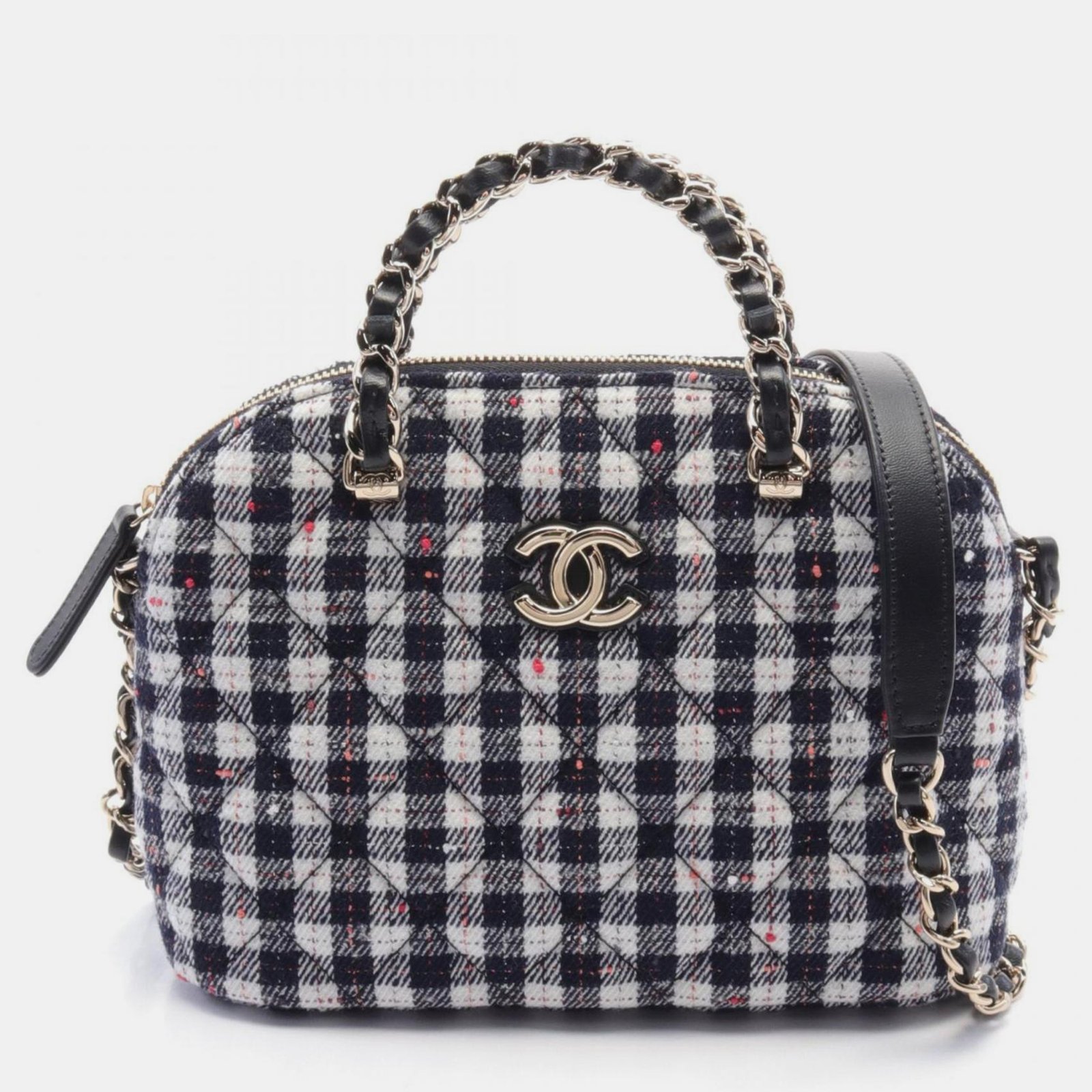 Chanel Black White Multicolor Fabric Small Bag