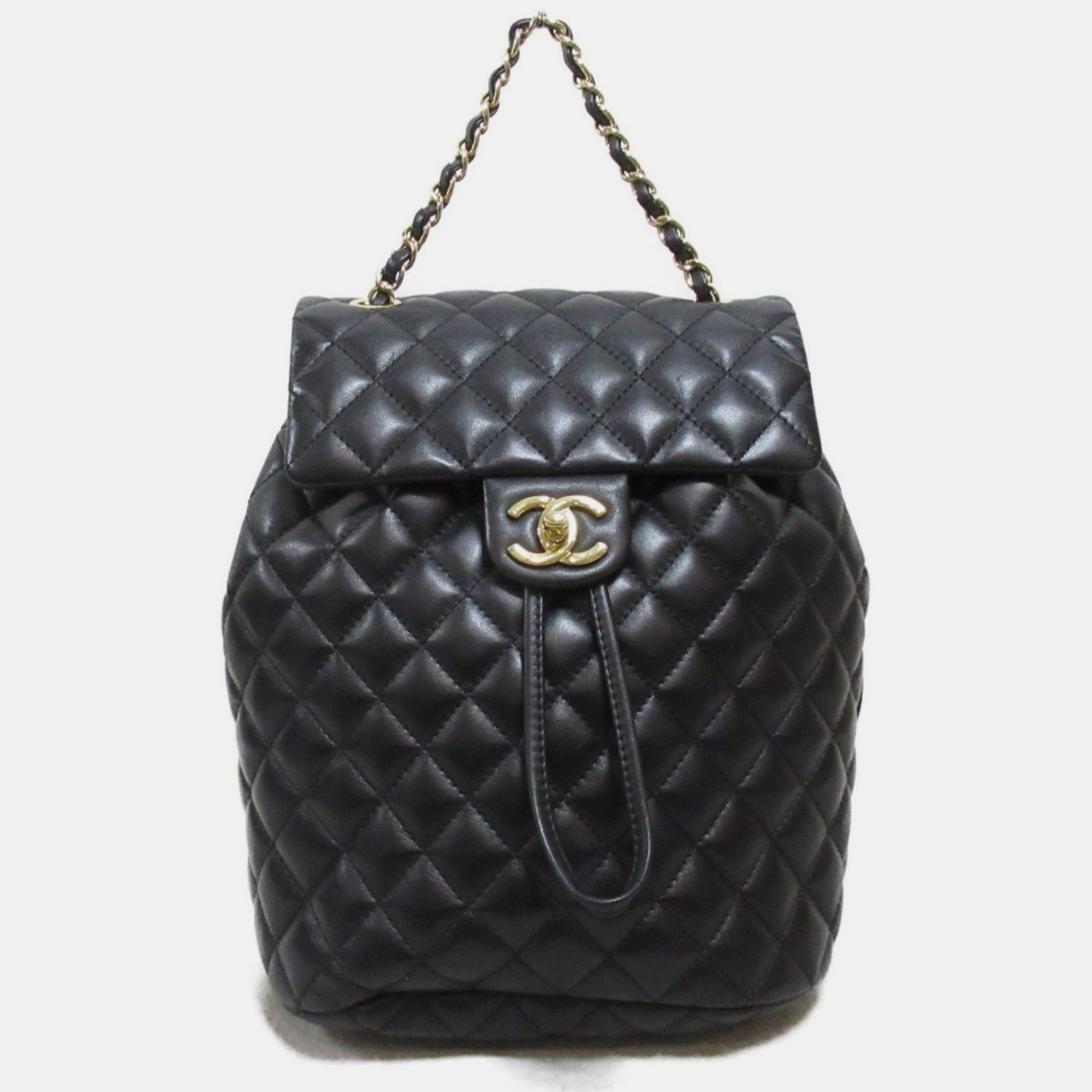 Chanel Black Lambskin Matelasse Backpack
