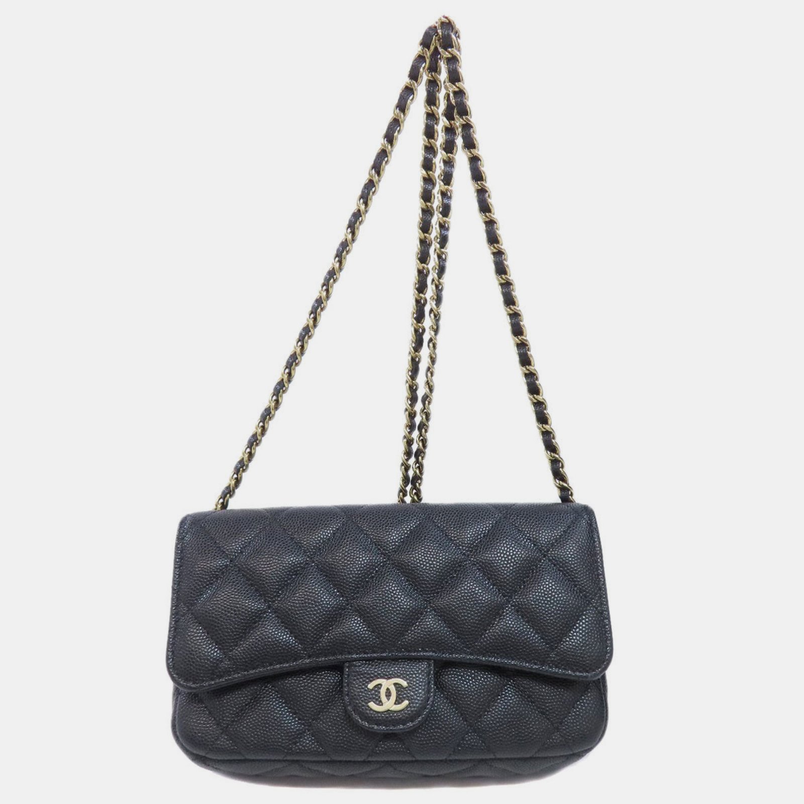 Chanel Caviar Skin Chain Shoulder Matelasse Bag