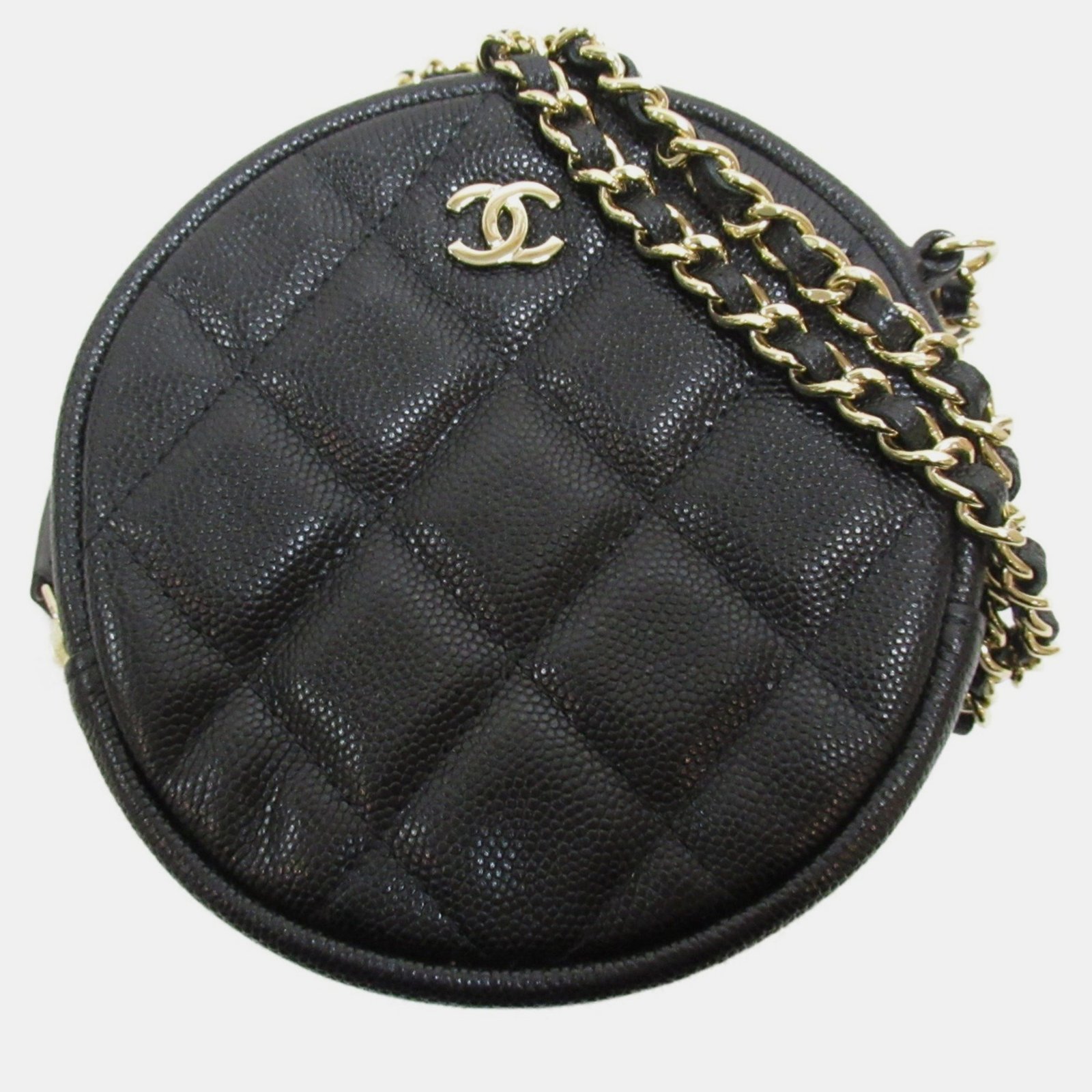 Chanel Black Caviar Skin (Grained Calf) Matelasse Chain Shoulder Bag
