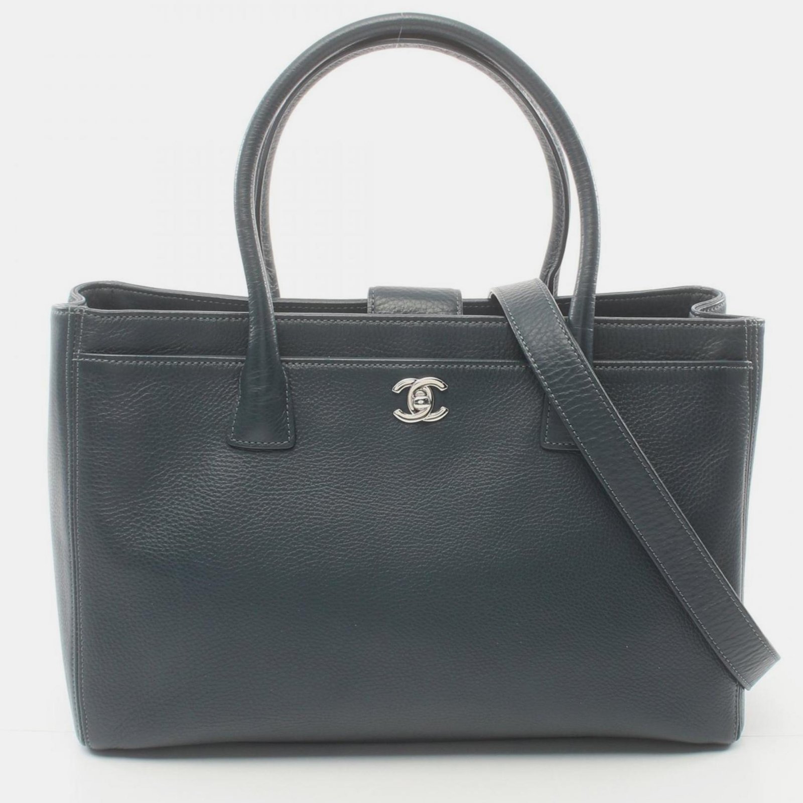 Chanel Navy Leather Tote Bag