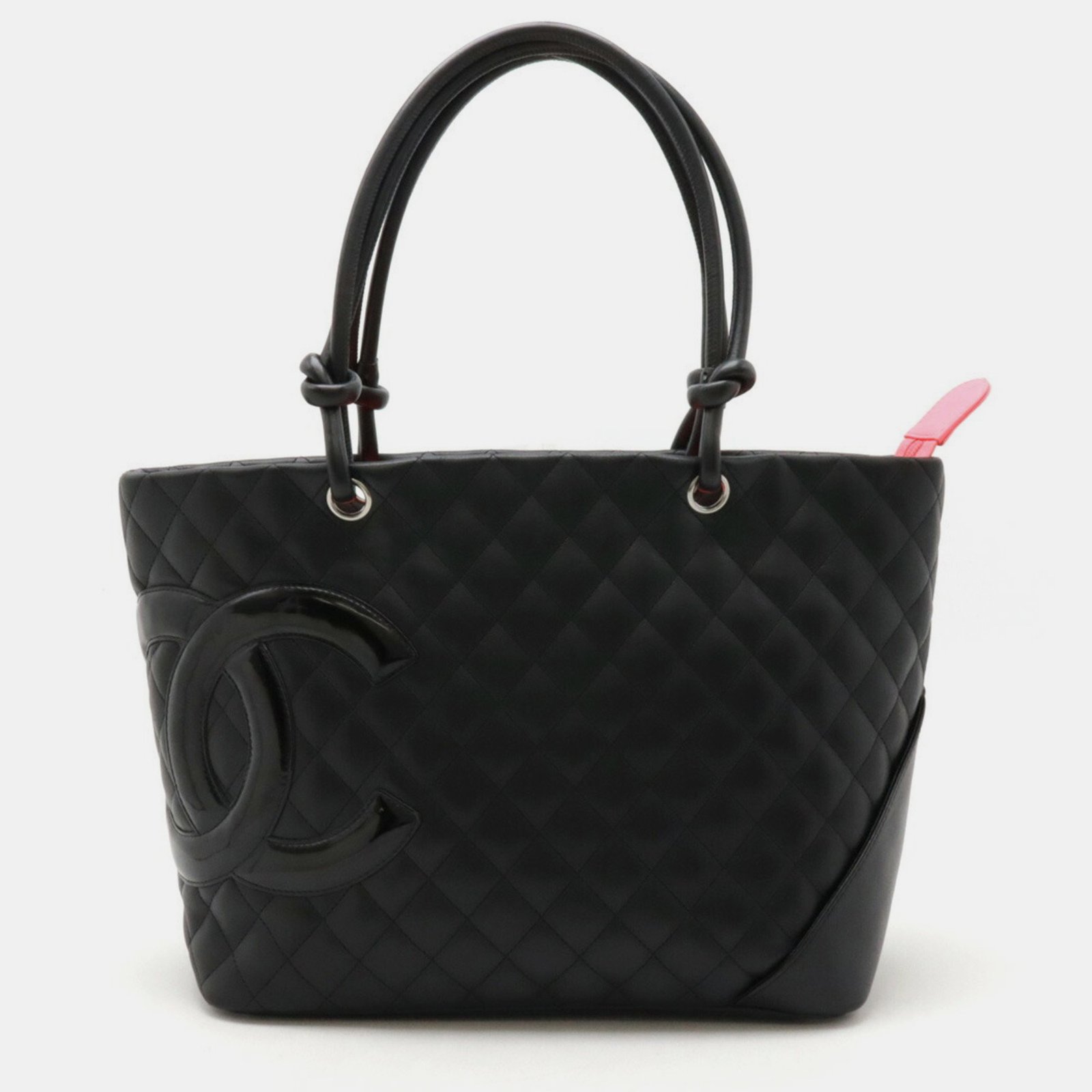 Chanel Black Pink Cambon Line Coco Mark Large Tote Bag