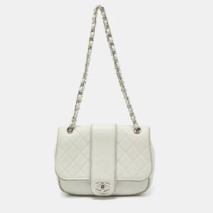 Chanel White Quilted Leather Elementary Chic Flap Bag