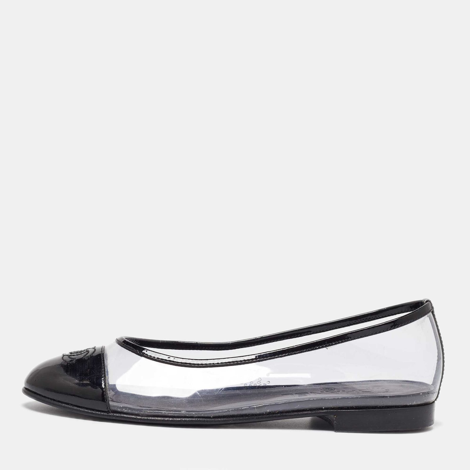 Chanel Transparent Patent Leather and PVC Ballet Flats Size 37.5