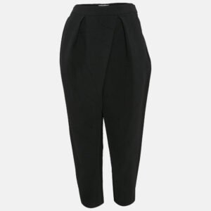 Chloe Black Textured Crepe Pleats Detail Trousers L