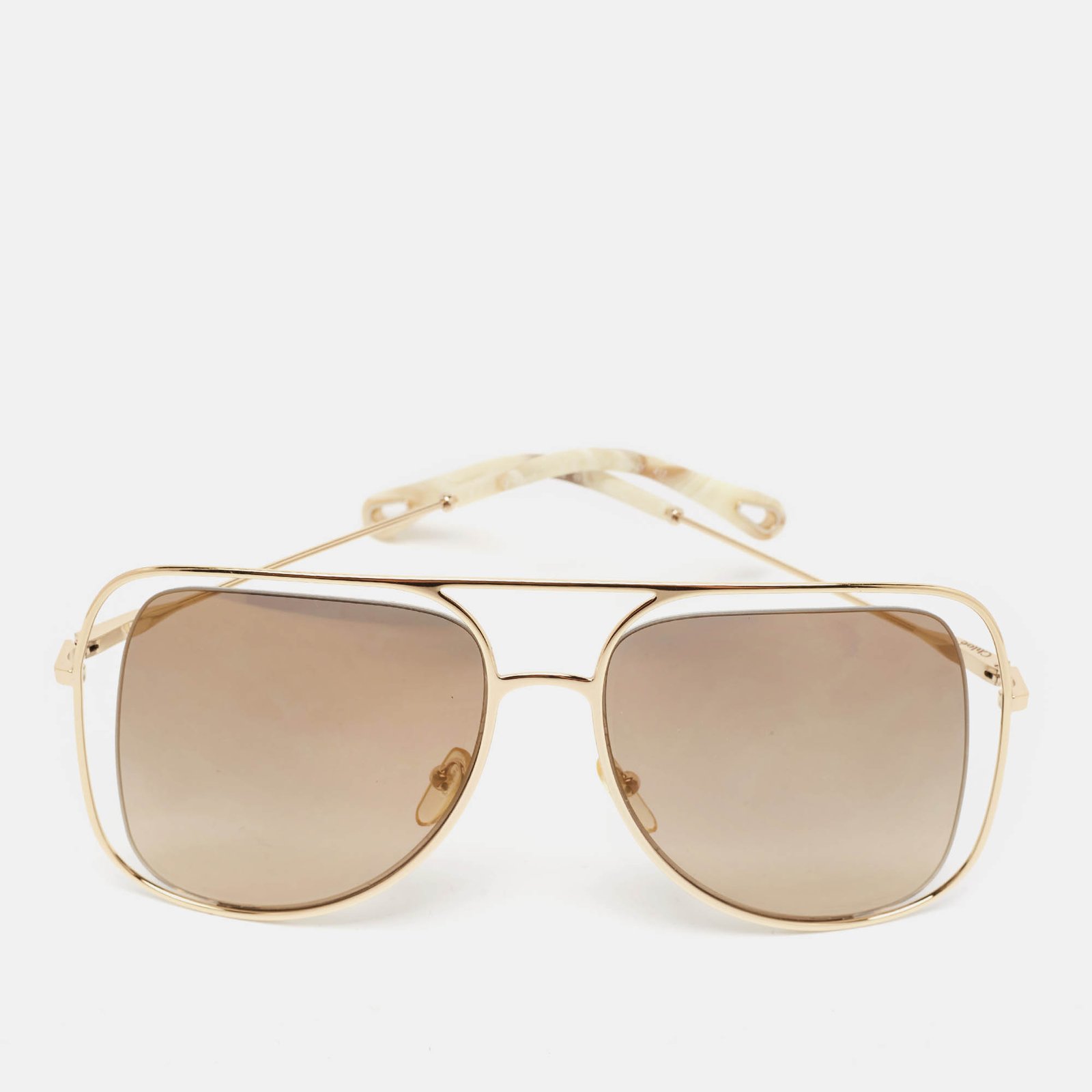 Chloe Gold Tone Gradient CE130S Poppy Oversized Sunglasses