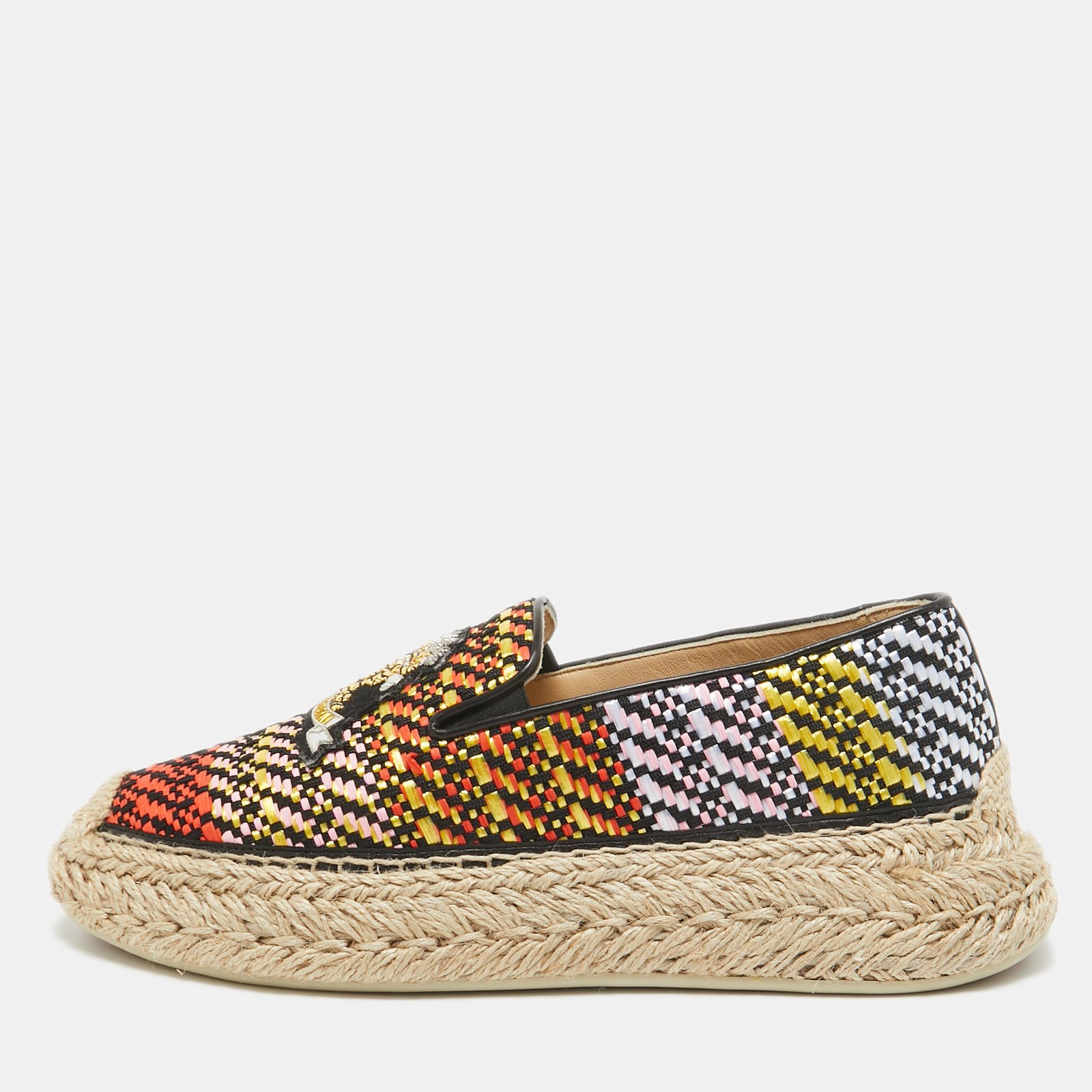 Christian Louboutin Multicolor Raffia Espananou Cruise Espadrille Flats Size 39