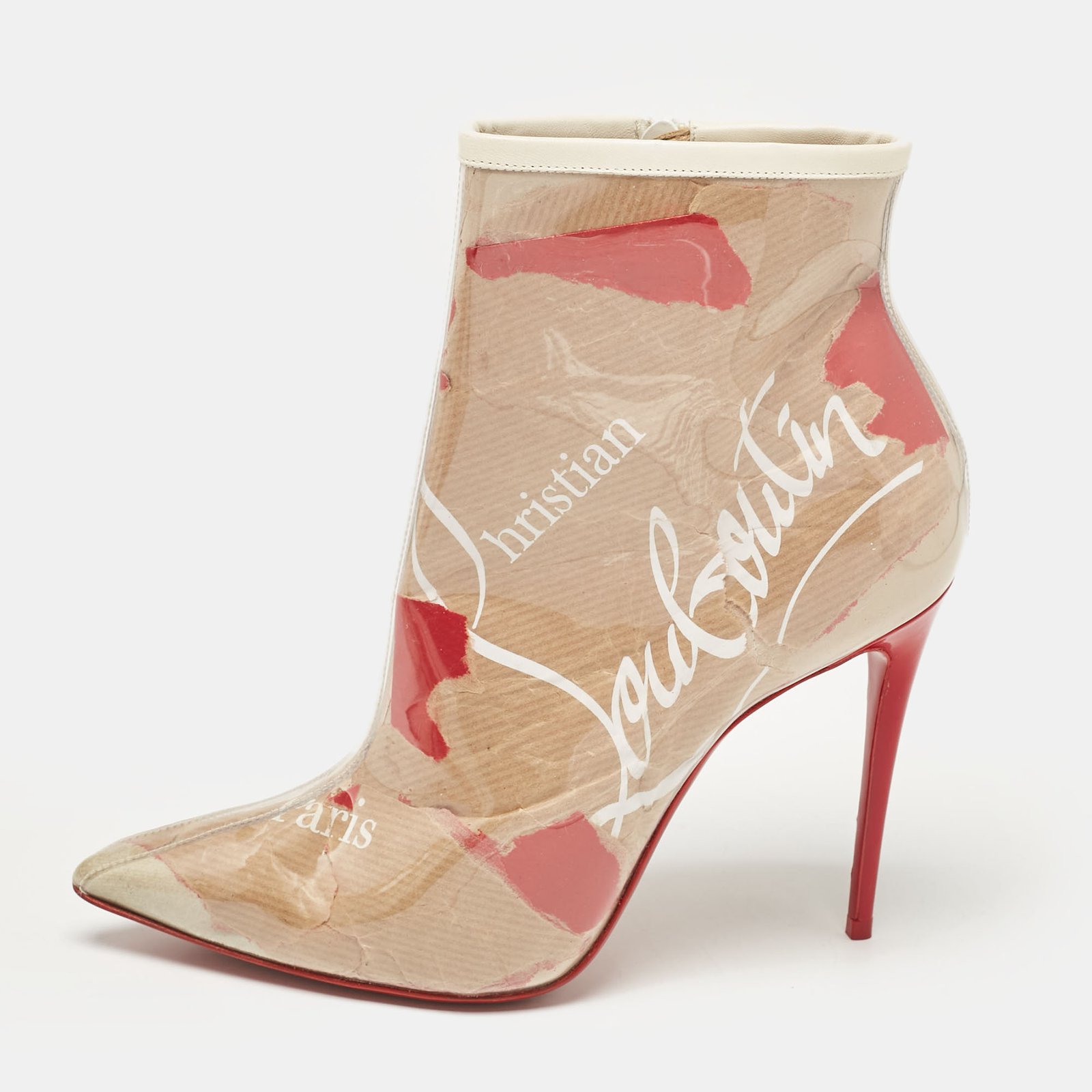 Christian Louboutin Transparent PVC So Kate Ankle Boots Size 37.5