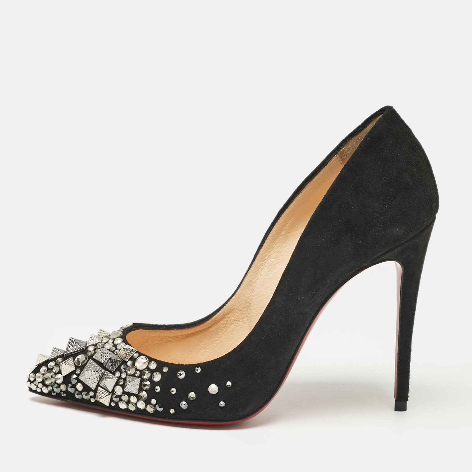 Christian Louboutin Black Suede Embellished Keopump Pumps Size 35