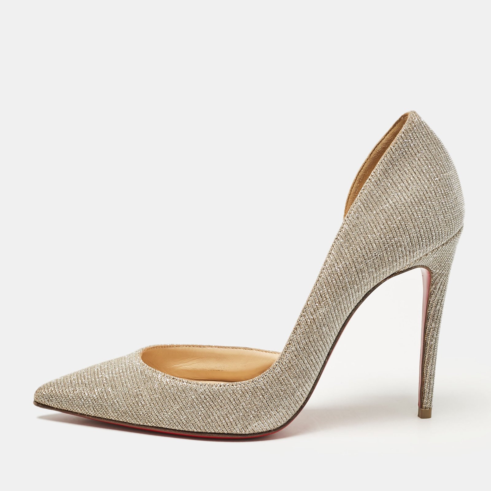Christian Louboutin Gold/Silver Lurex Fabric Iriza D'orsay Pumps Size 35.5