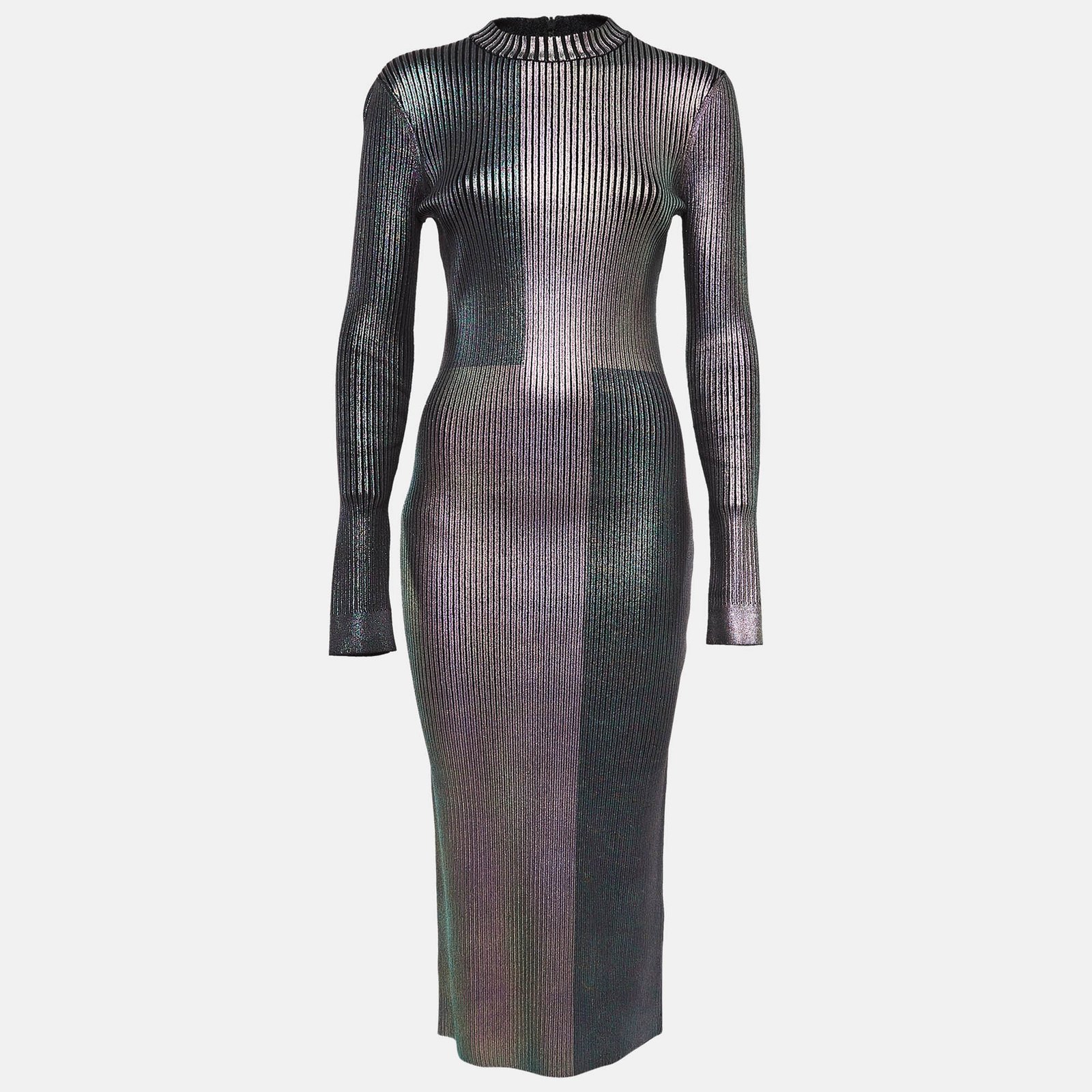 Christopher Kane Multicolor Foil Print Rib Knit Bodycon Dress M