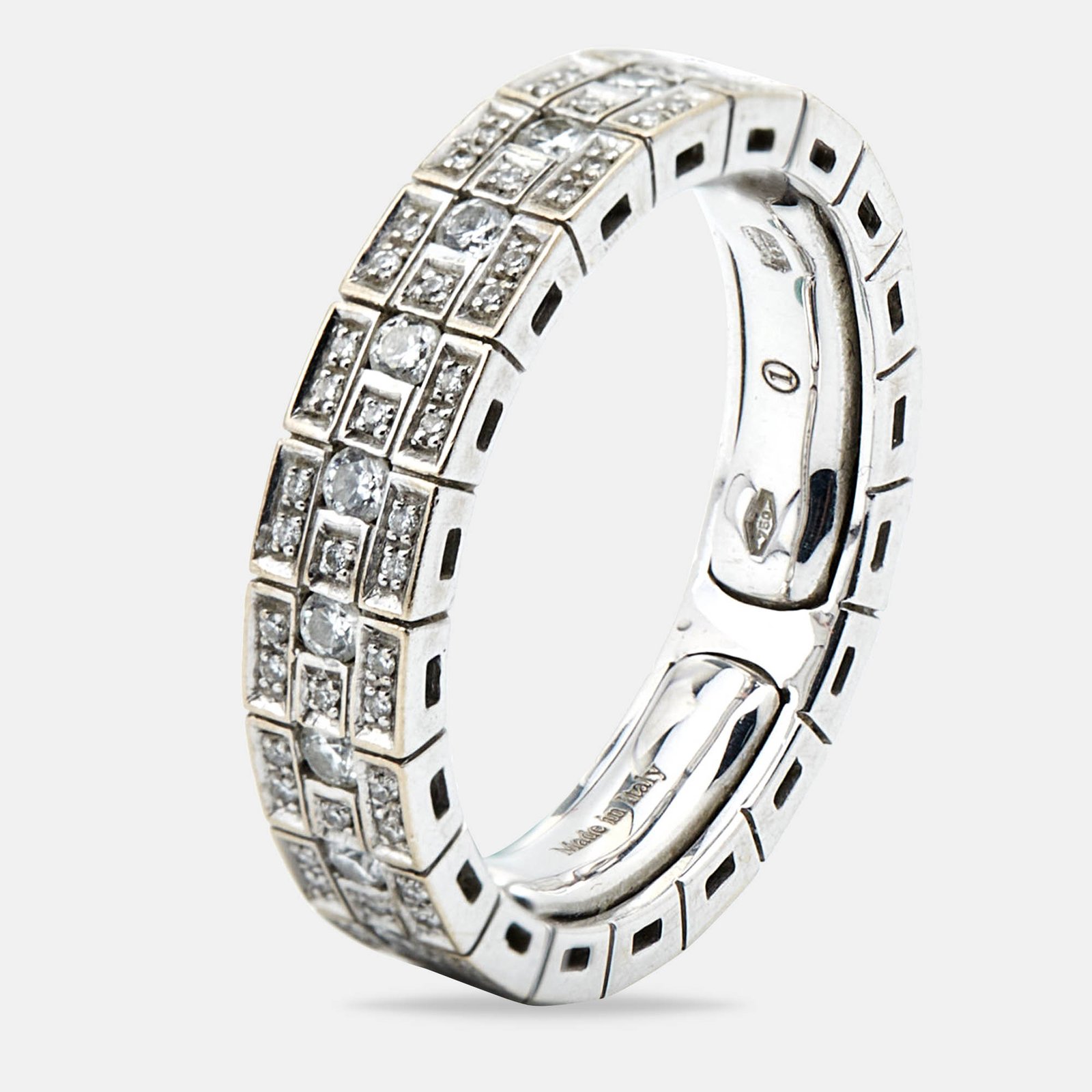 Damiani Belle Epoque Diamonds 18k White Gold Ring Size 62