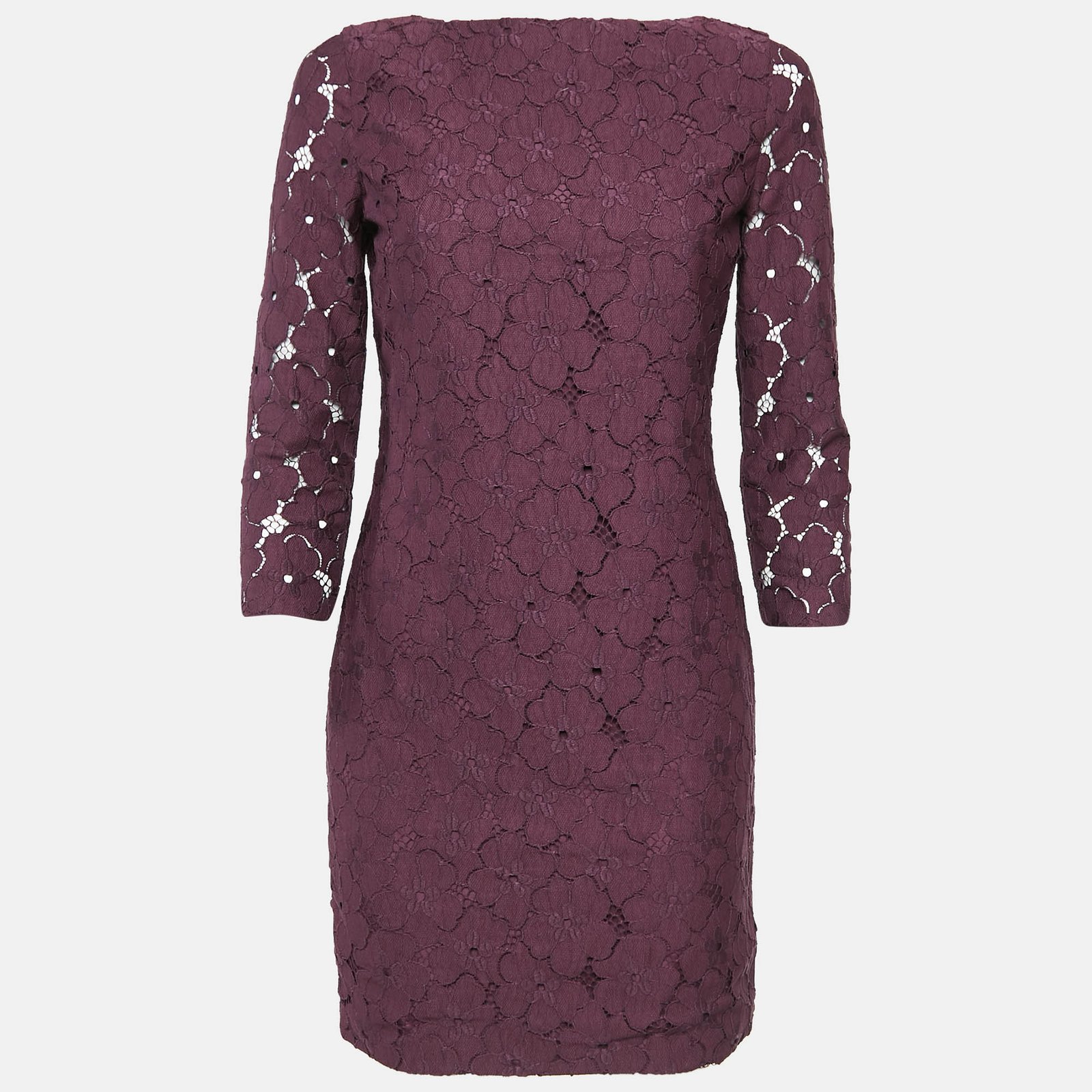 Diane Von Furstenberg Burgundy Sarita Flower Lace Shift Dress S