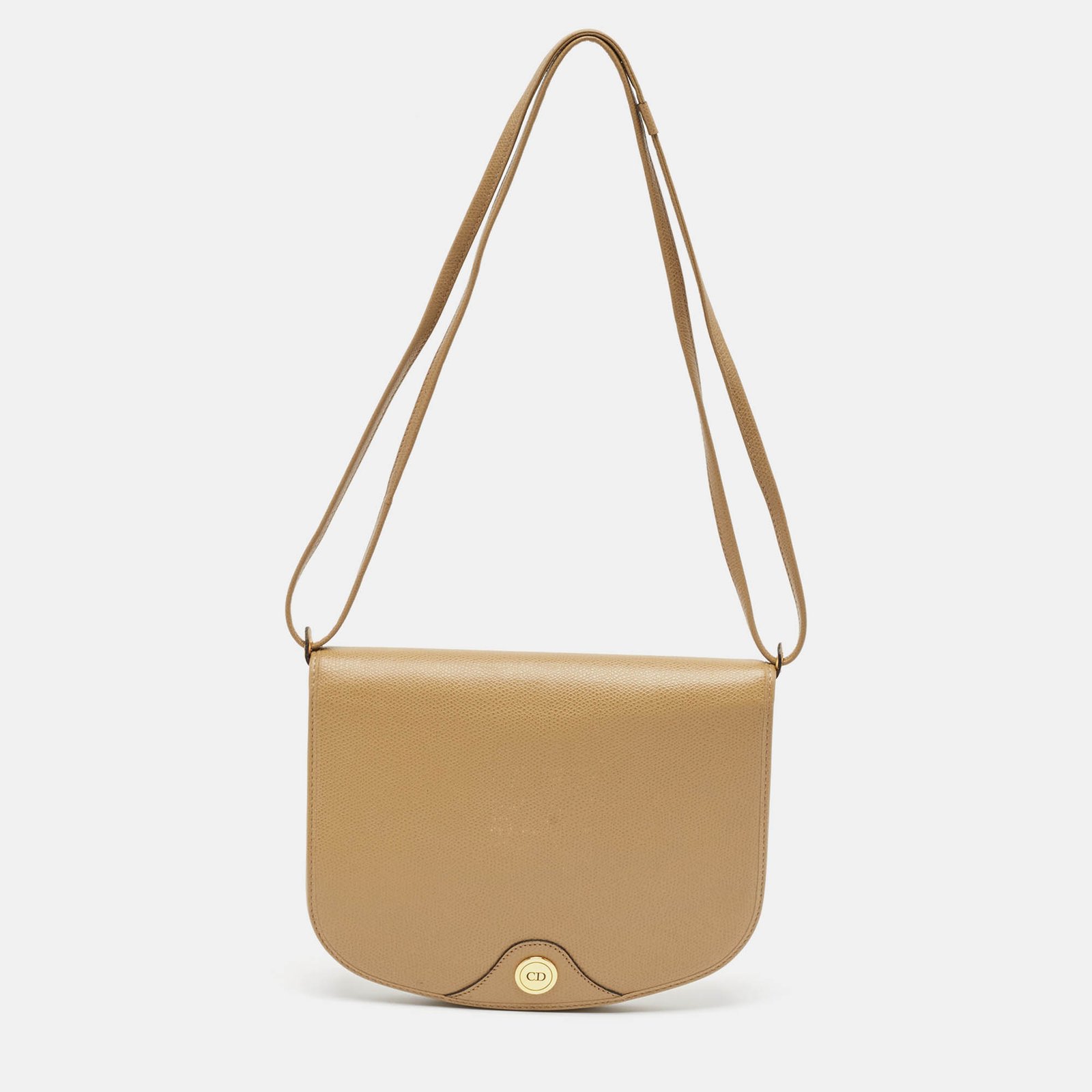 Dior Beige Honeycomb Monogram Coated Canvas and Leather Flap Crossbody Bag
