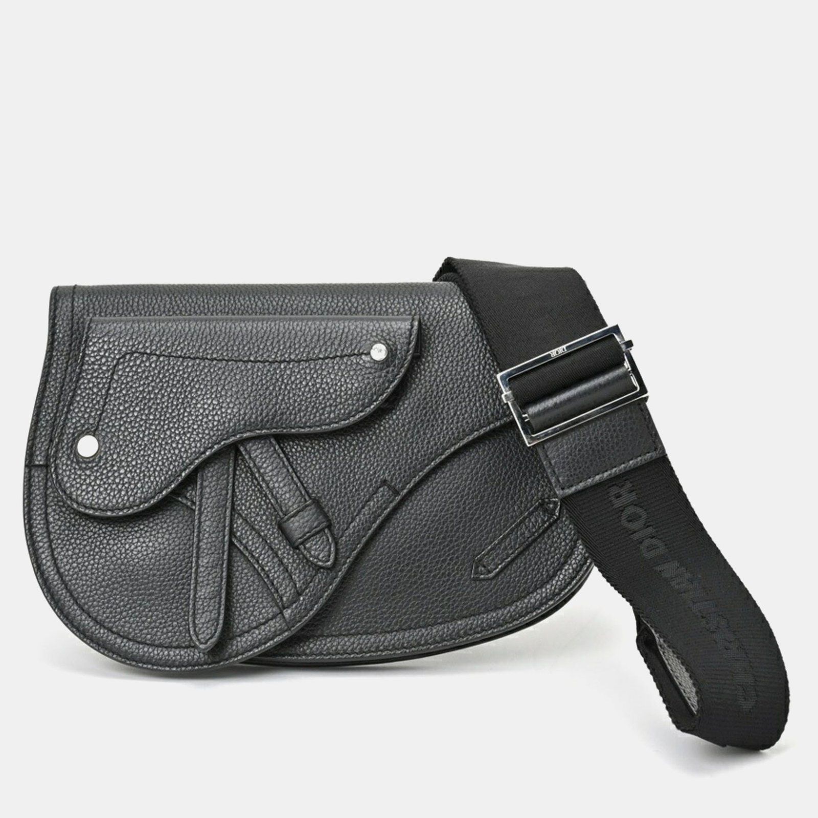 Dior Black Leather Saddle Pouch Crossbody Bag