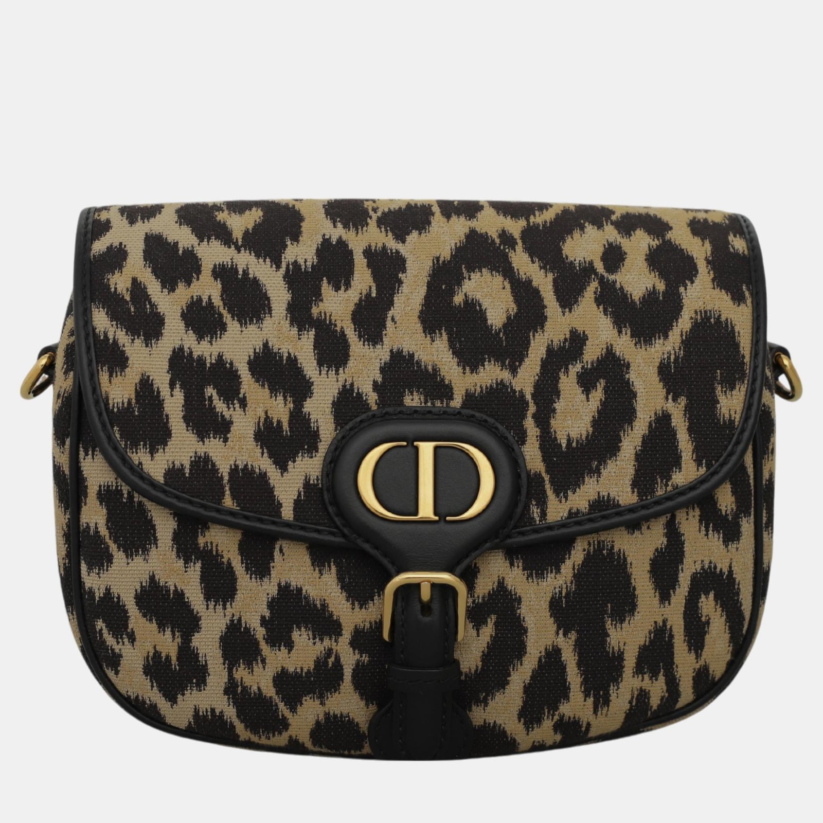 Dior Black, Beige Canvas Leopard Bobby Bag