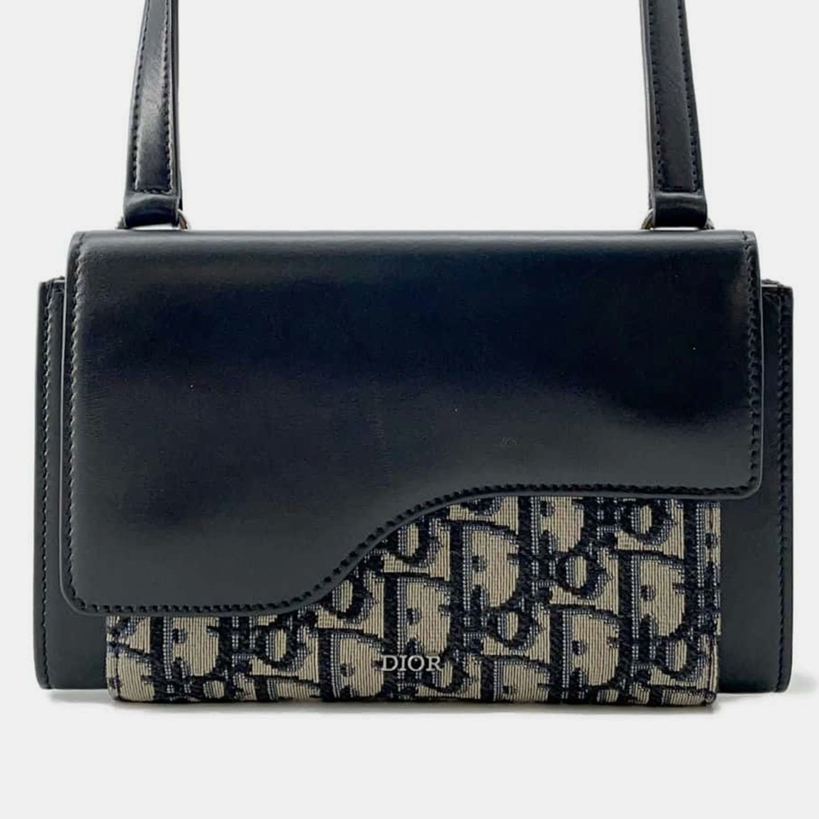 Dior Black Leather Oblique Saddle Messenger Pouch