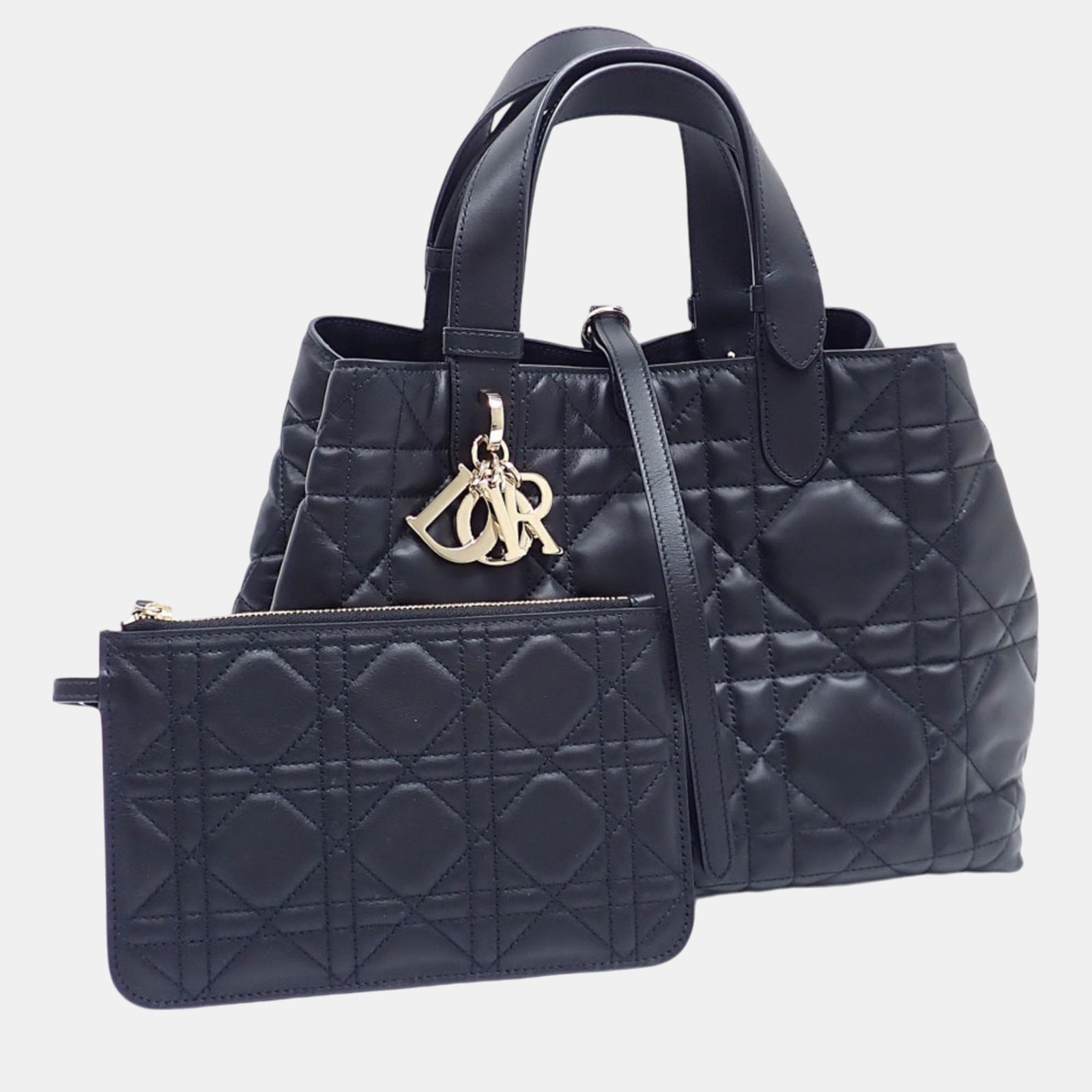 Christian Dior Macrocannage Toujours Medium Black Calfskin Handbag