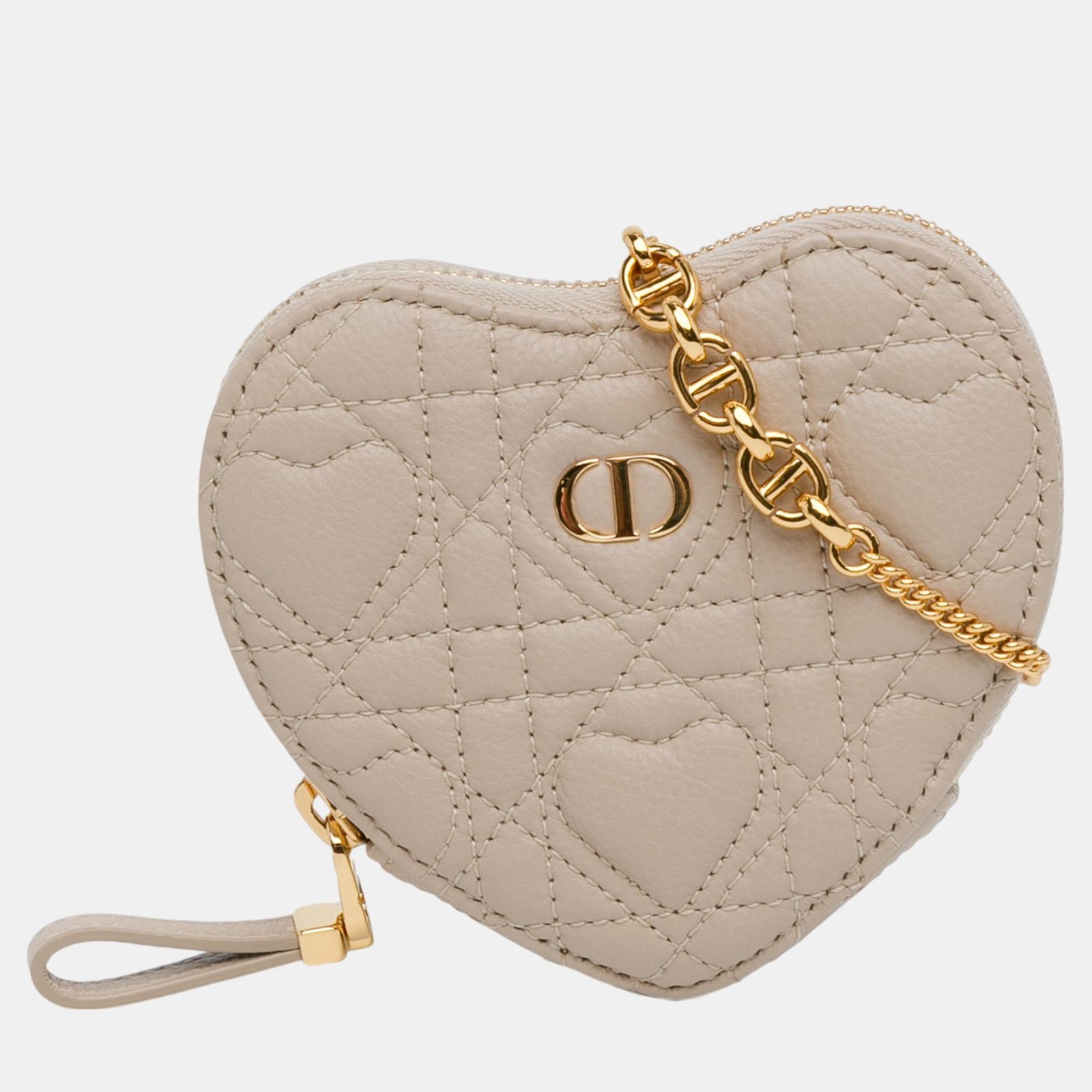 Dior Beige DiorAmour Caro Heart Pouch with Chain